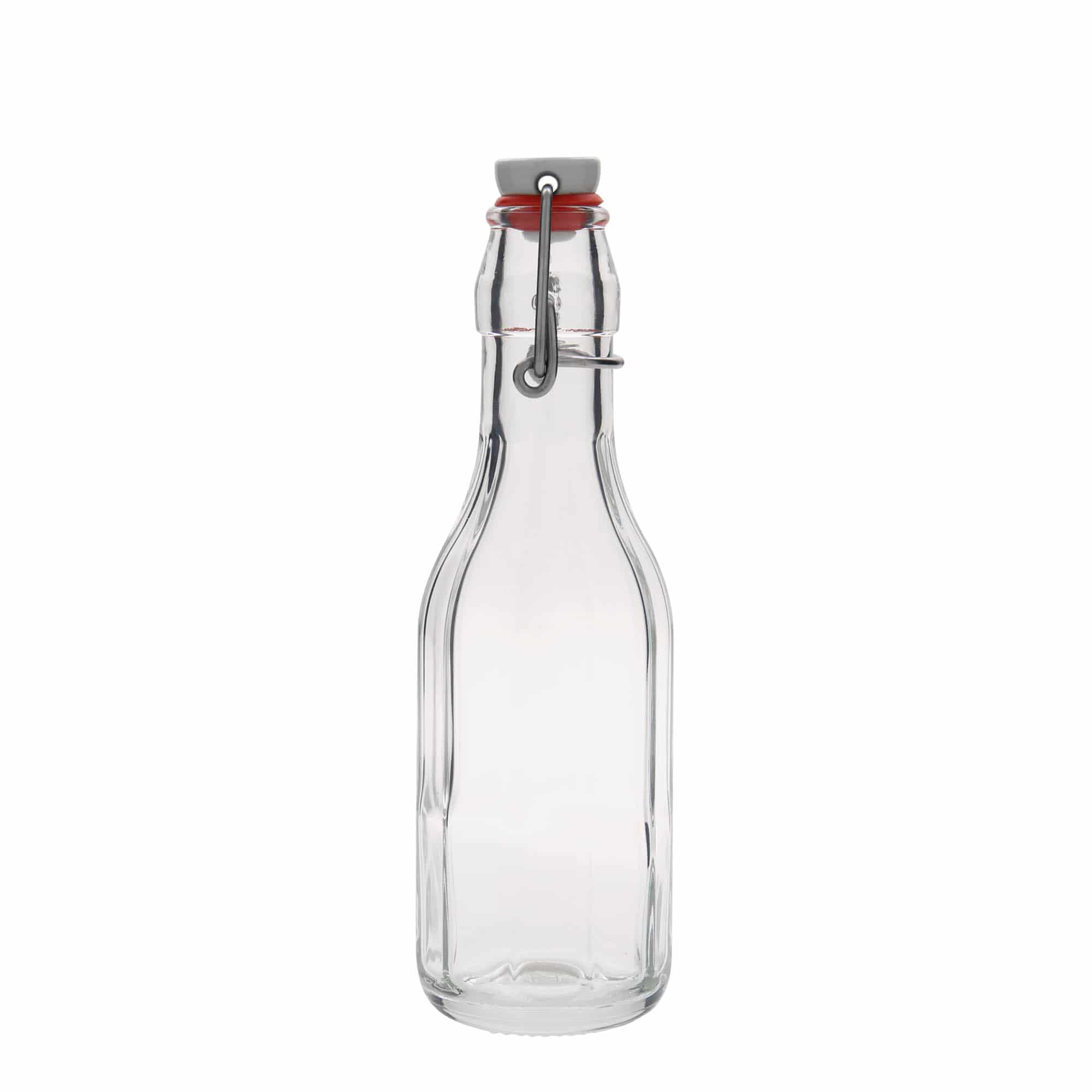 Botella de vidrio de 250 ml «Bravo», de diez lados, boca: cierre de palanca