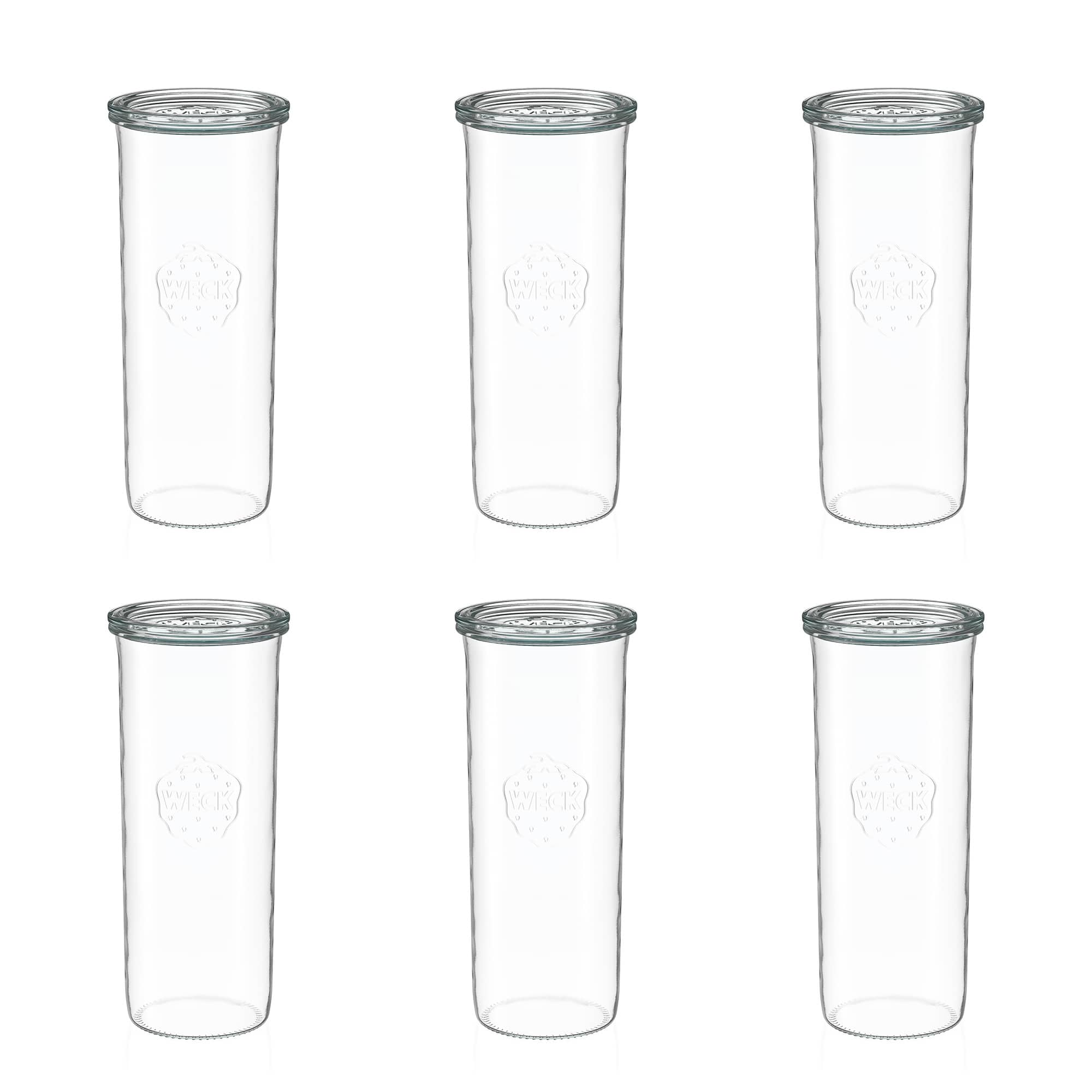 6x 1500 ml tarro WECK de boca ancha con tapa de vidrio RR 100