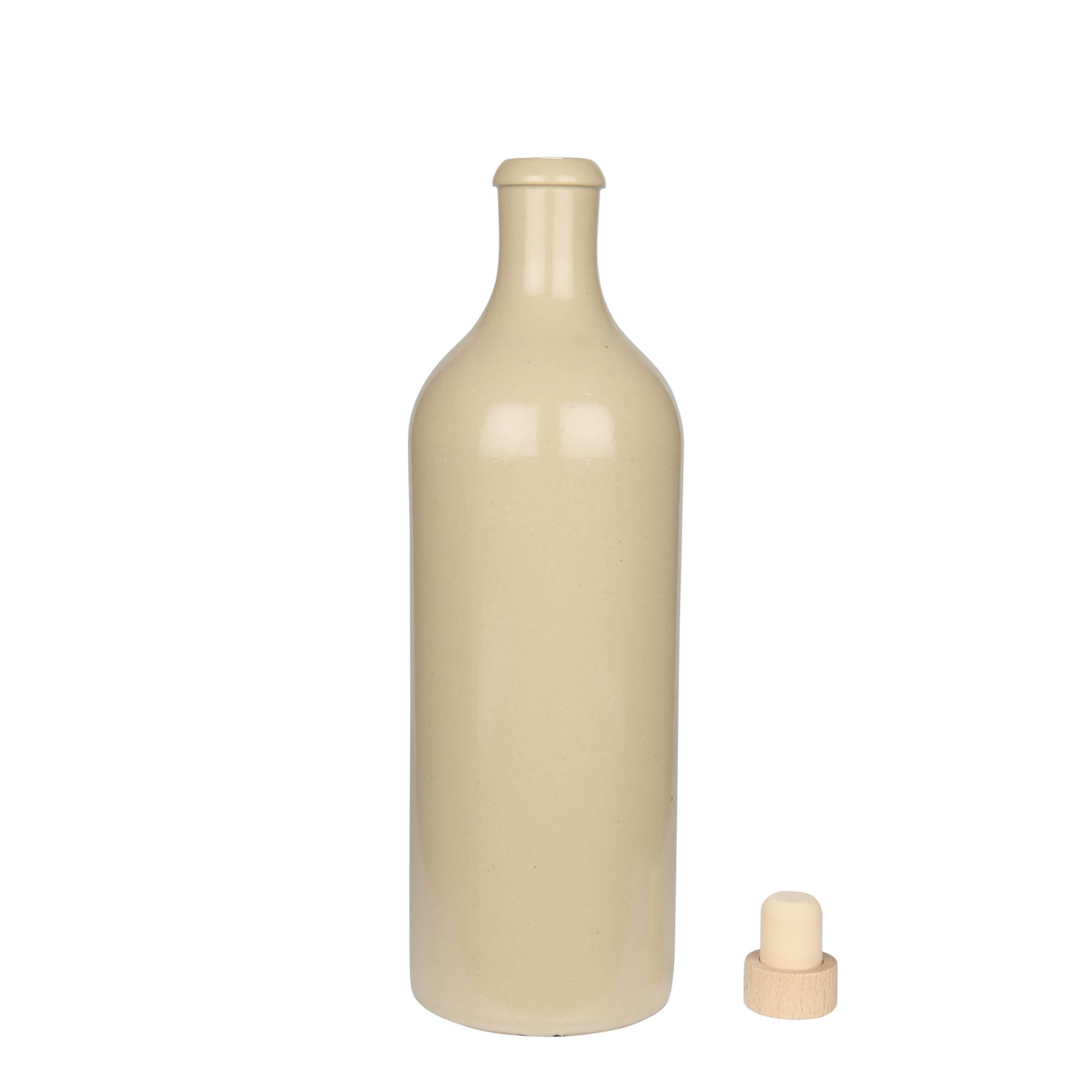 Jarra de barro de 750 ml, gres, beige, boca: corcho