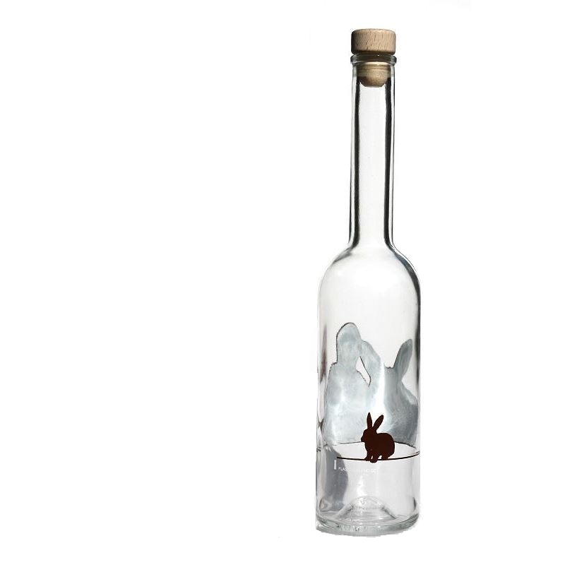 Botella de vidrio de 500 ml 'Ópera', motivo: conejo, boca: corcho Botella de vidrio de 500 ml 'Ópera', motivo: conejo, boca: corcho