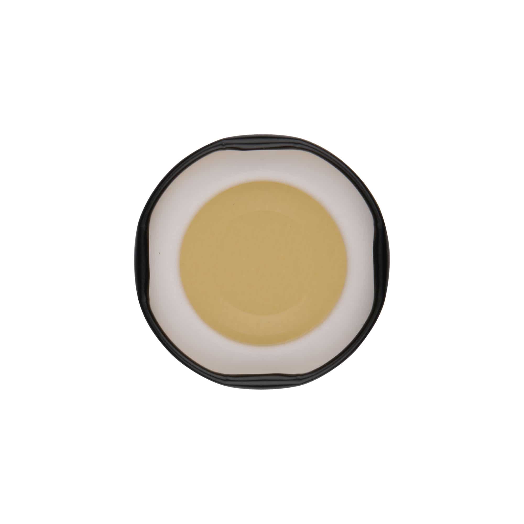 Tapa Twist-Off, hojalata blanca, negra, para abertura: TO 43