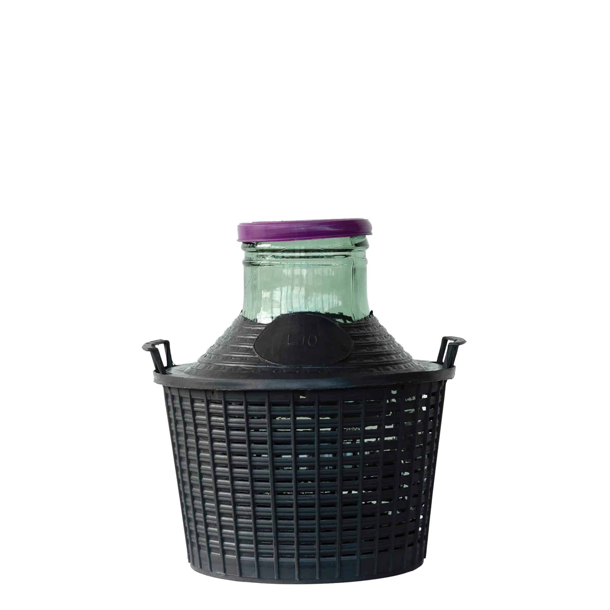 Damajuana de cuello ancho de 10 l, vidrio, boca: capuchón
