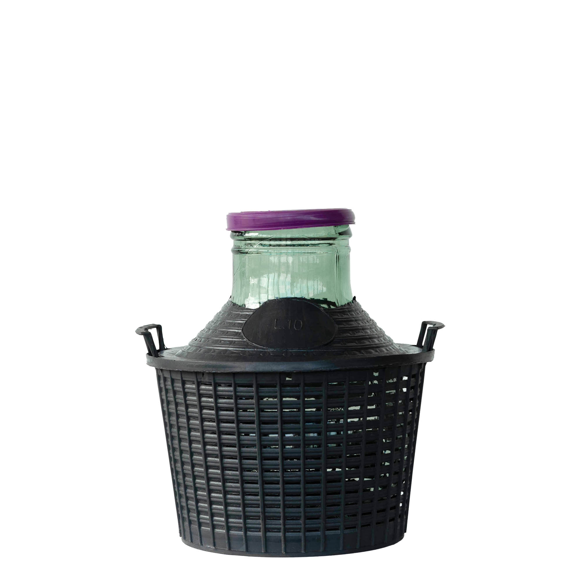 Botella de balón de 10 l, cuello ancho, vidrio, boca: tapa de solapa