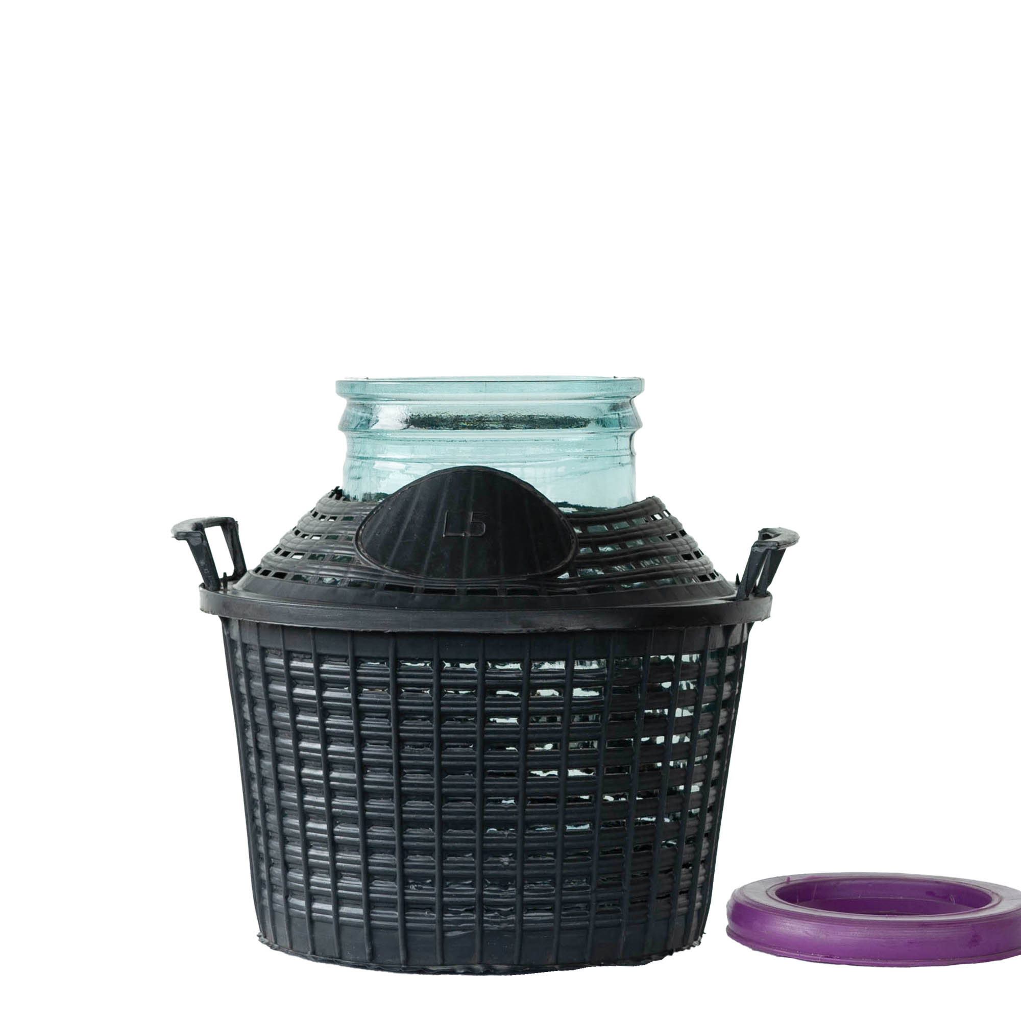 Botella de balón de 5 l, cuello ancho, vidrio, boca: tapa encajada Botella de balón de 5 l, cuello ancho, vidrio, boca: tapa encajada