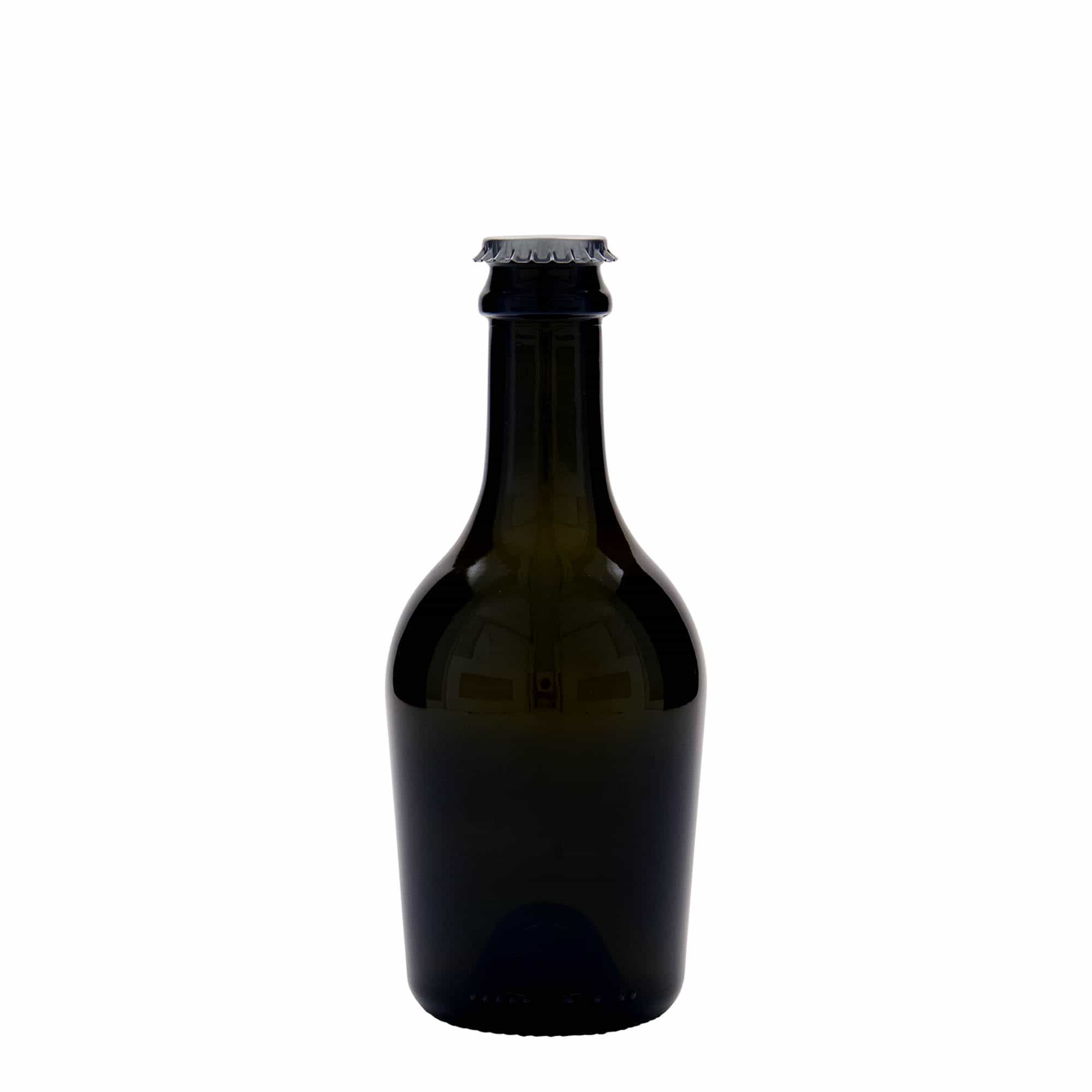 Botella de cerveza/cava 'Butterfly' de 330 ml, vidrio, verde antiguo, boca: chapa