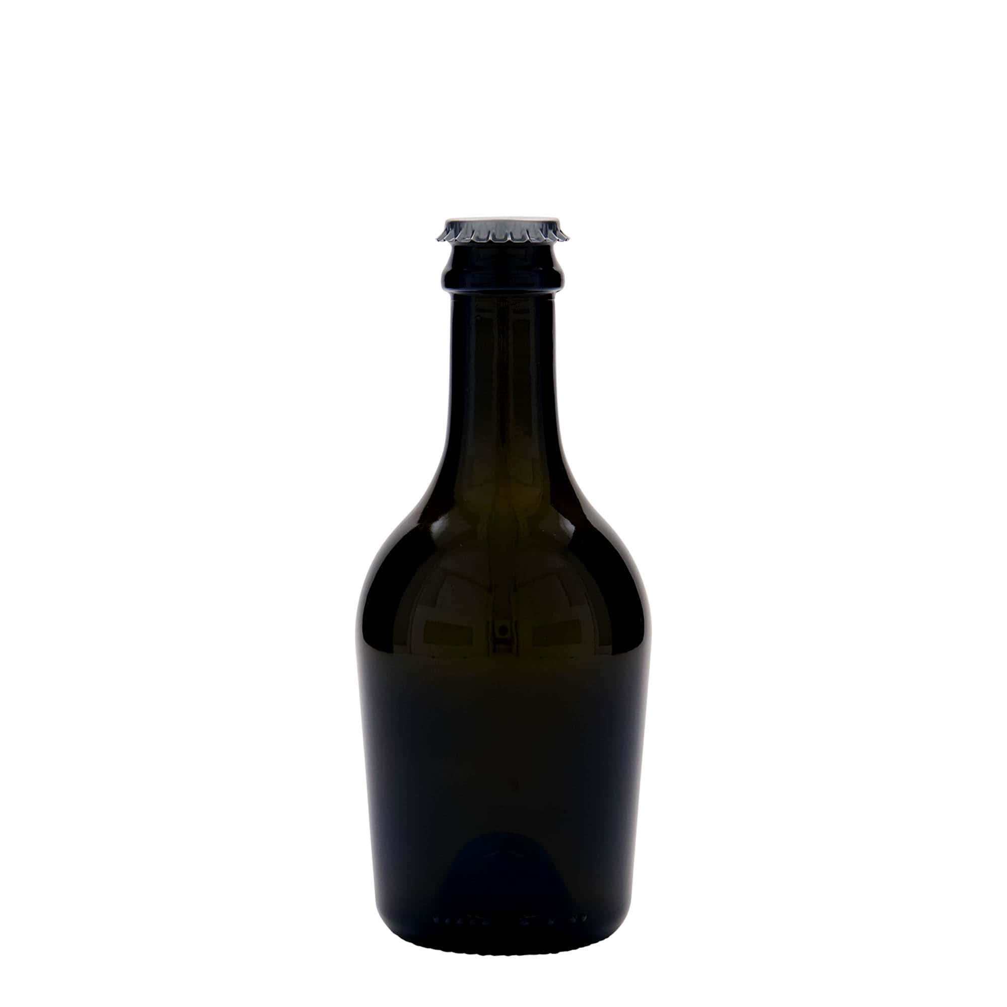 Botella de cerveza/champán de 330 ml «Butterfly», vidrio, verde antiguo, boca: tapón corona