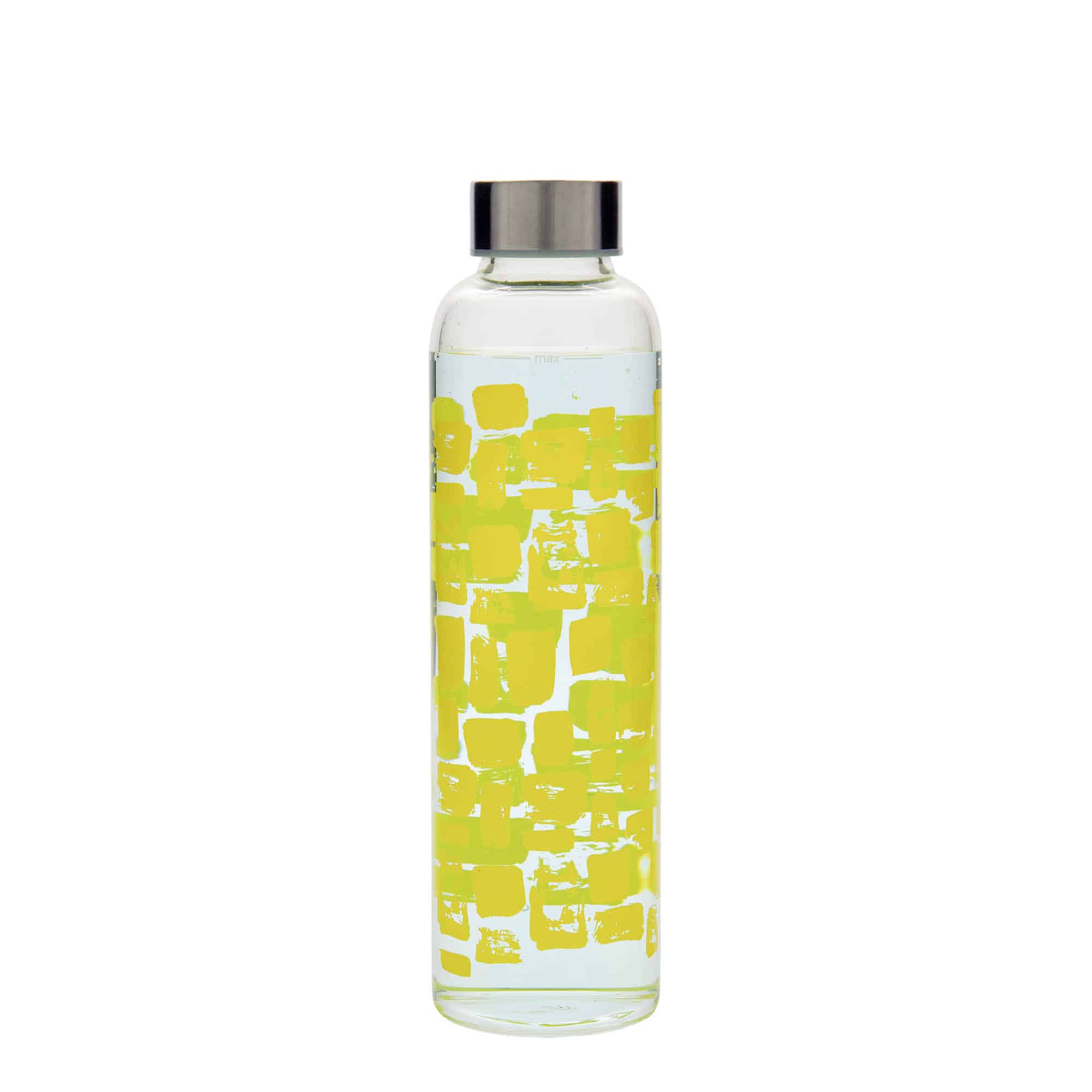 Botella de agua 'Perseus' de 500 ml, motivo: rectángulos amarillos, boca: tapón de rosca