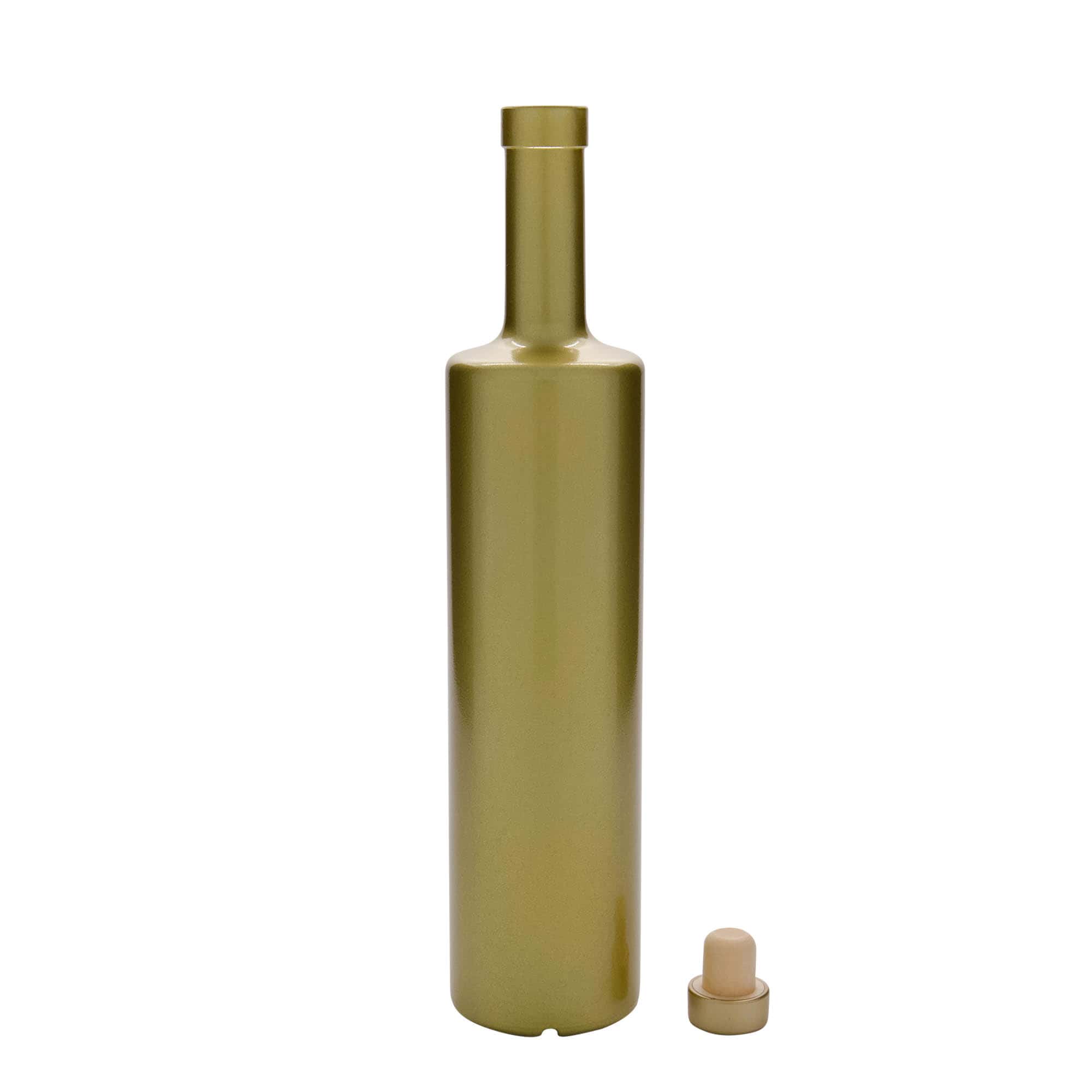 Botella de vidrio de 700 ml 'Centurio', dorada, boca: corcho