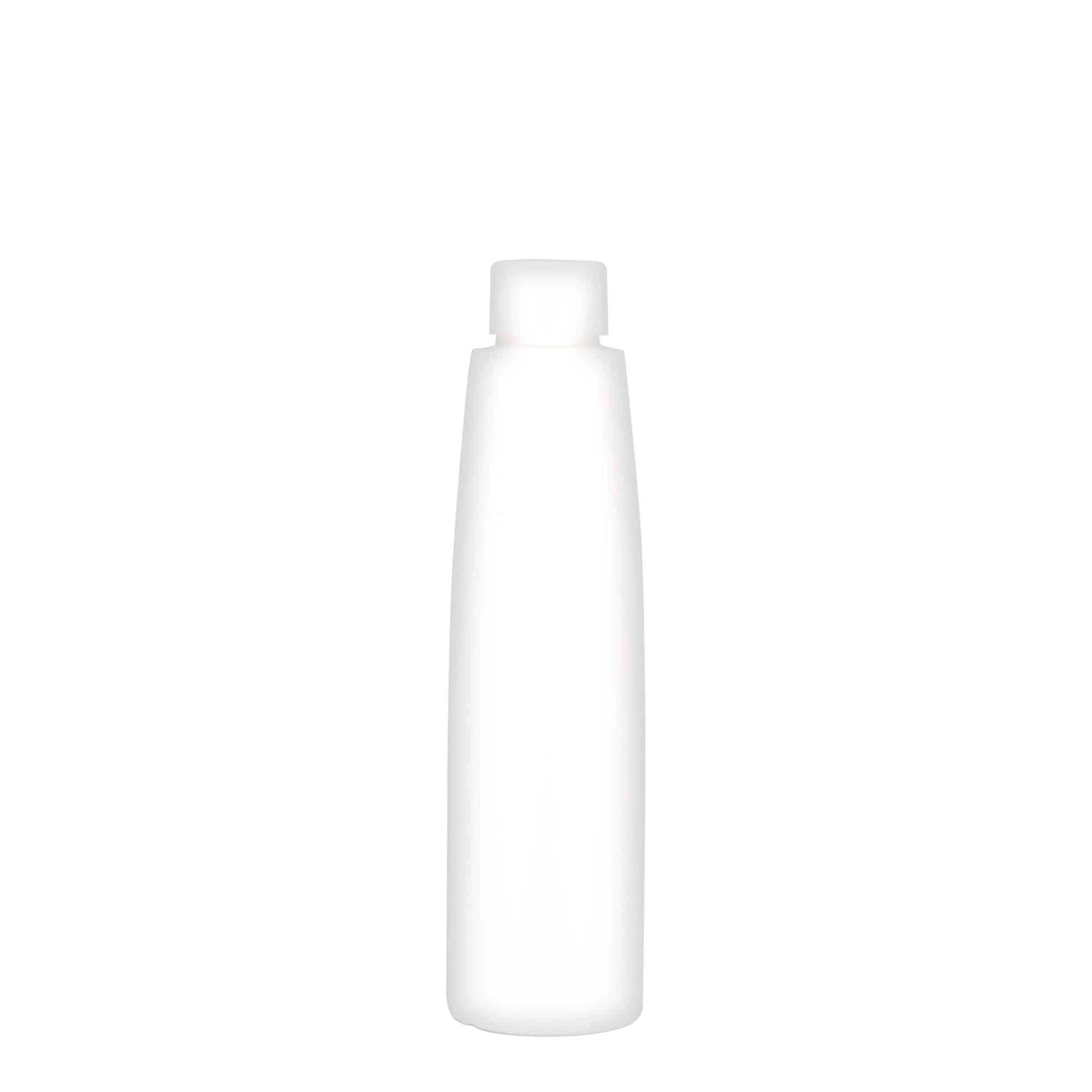 Botella de plástico 'Donald' de 200 ml, HDPE, blanco, boca: GPI 24/410