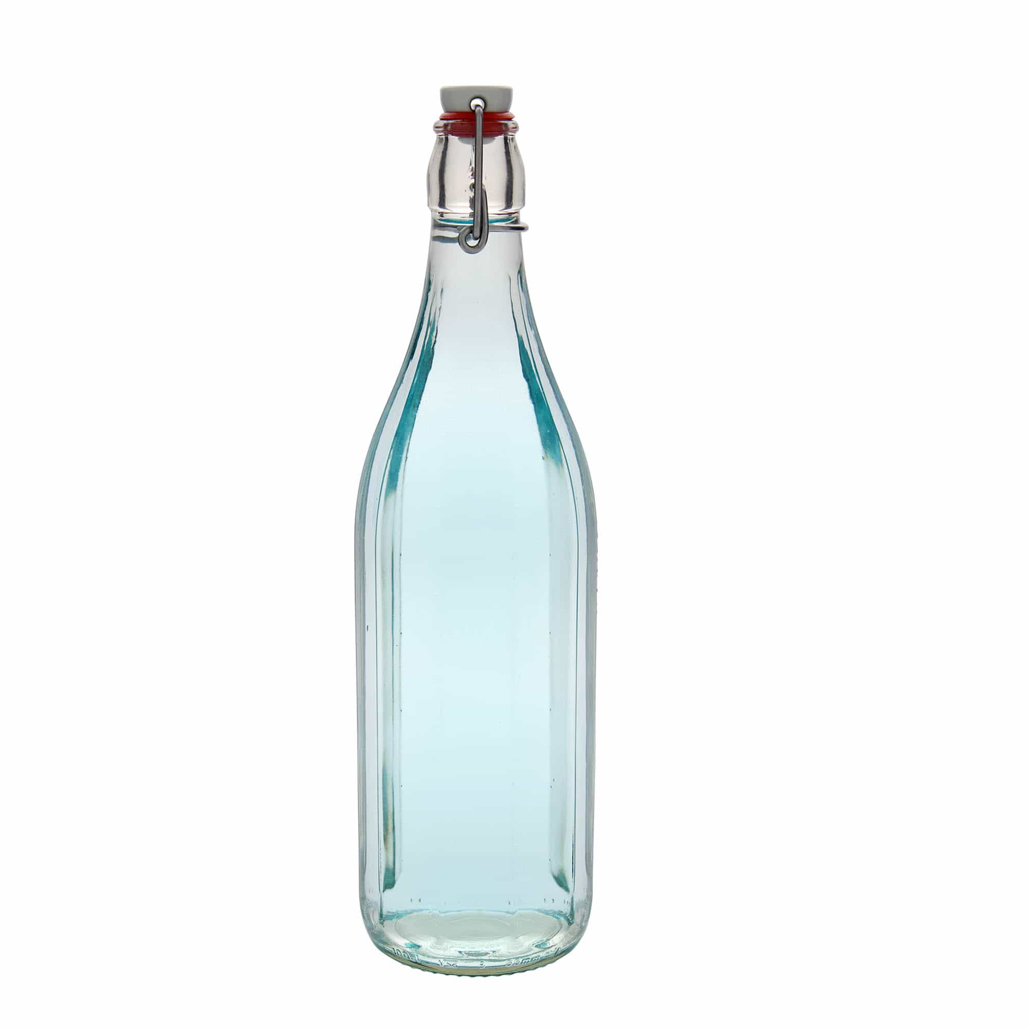 Botella de vidrio de 1.000 ml «Bravo», de diez lados, boca: cierre de palanca
