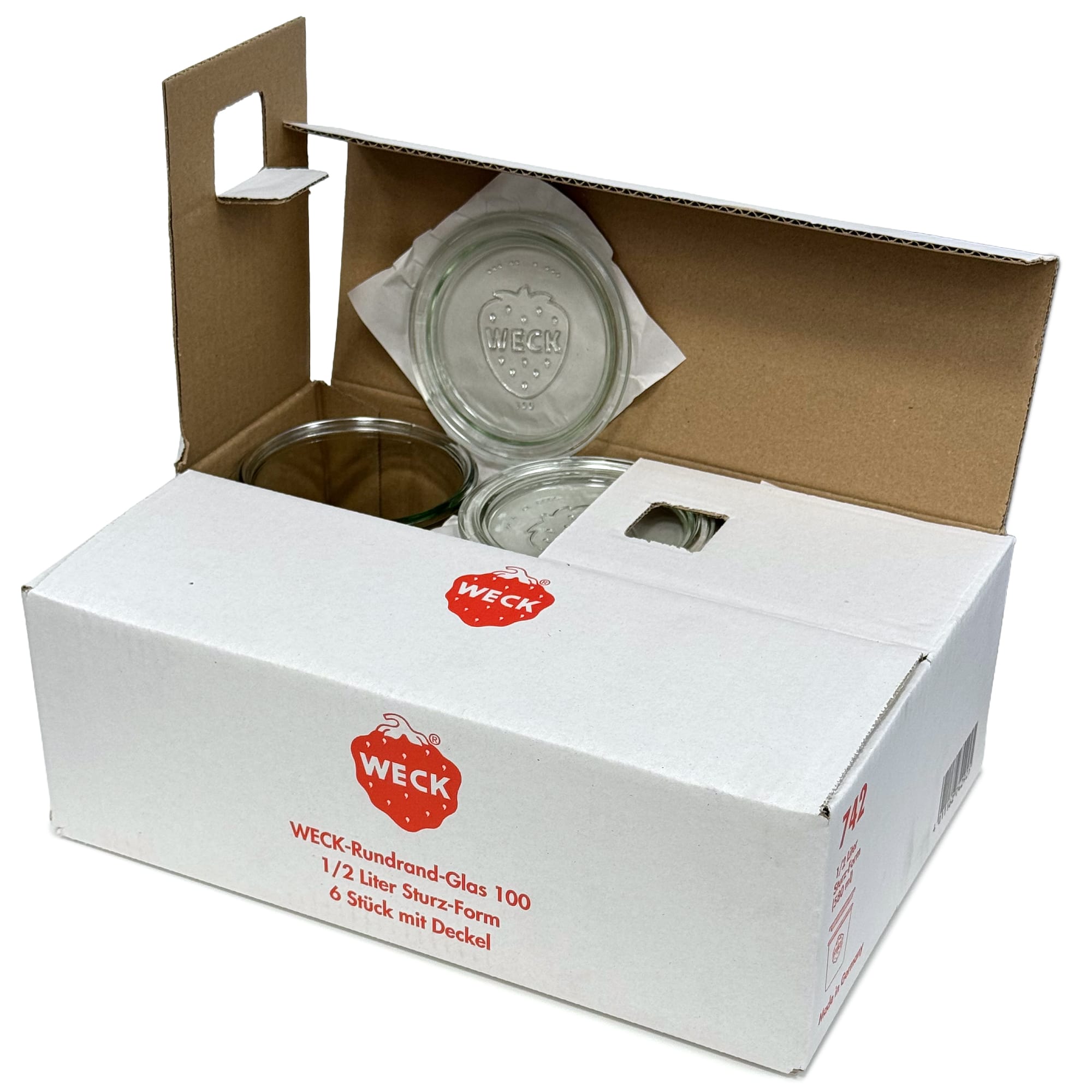 6x 580 ml tarro WECK de boca ancha con tapa de vidrio RR 100