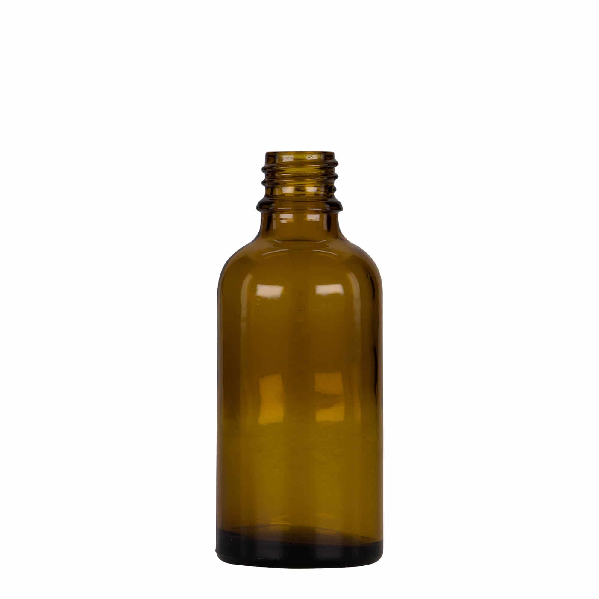 Frasco cuentagotas de medicamentos de 50 ml, vidrio, marrón-negro, boca: DIN 18