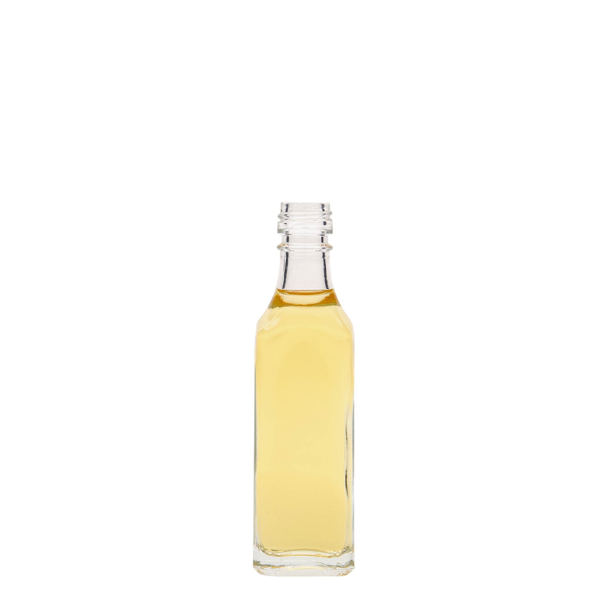 Botella de vidrio de 50 ml 'Siena', cuadrada, boca: PP 18