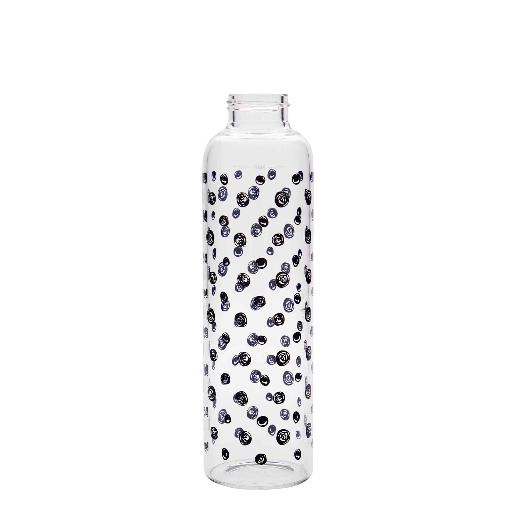 Botella de agua 'Perseus' de 500 ml, motivo: puntos negros, boca: tapón de rosca