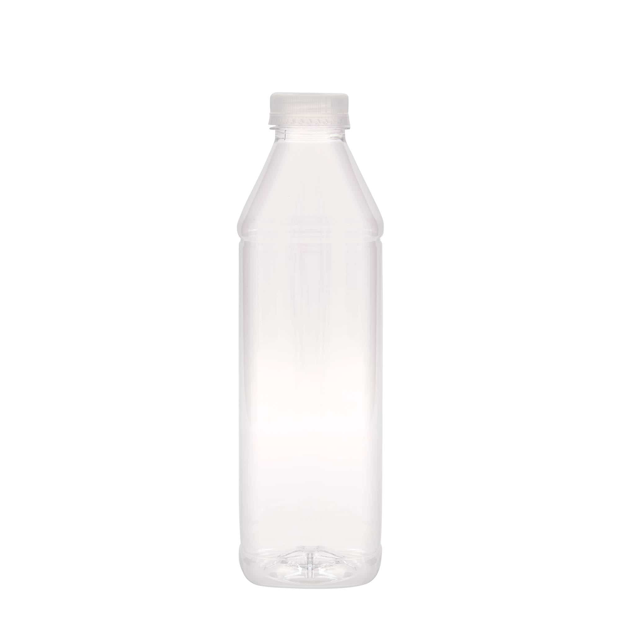 Botella de PET 'Milk and Juice Carré' de 1000 ml, cuadrada, plástico, boca: 38 mm