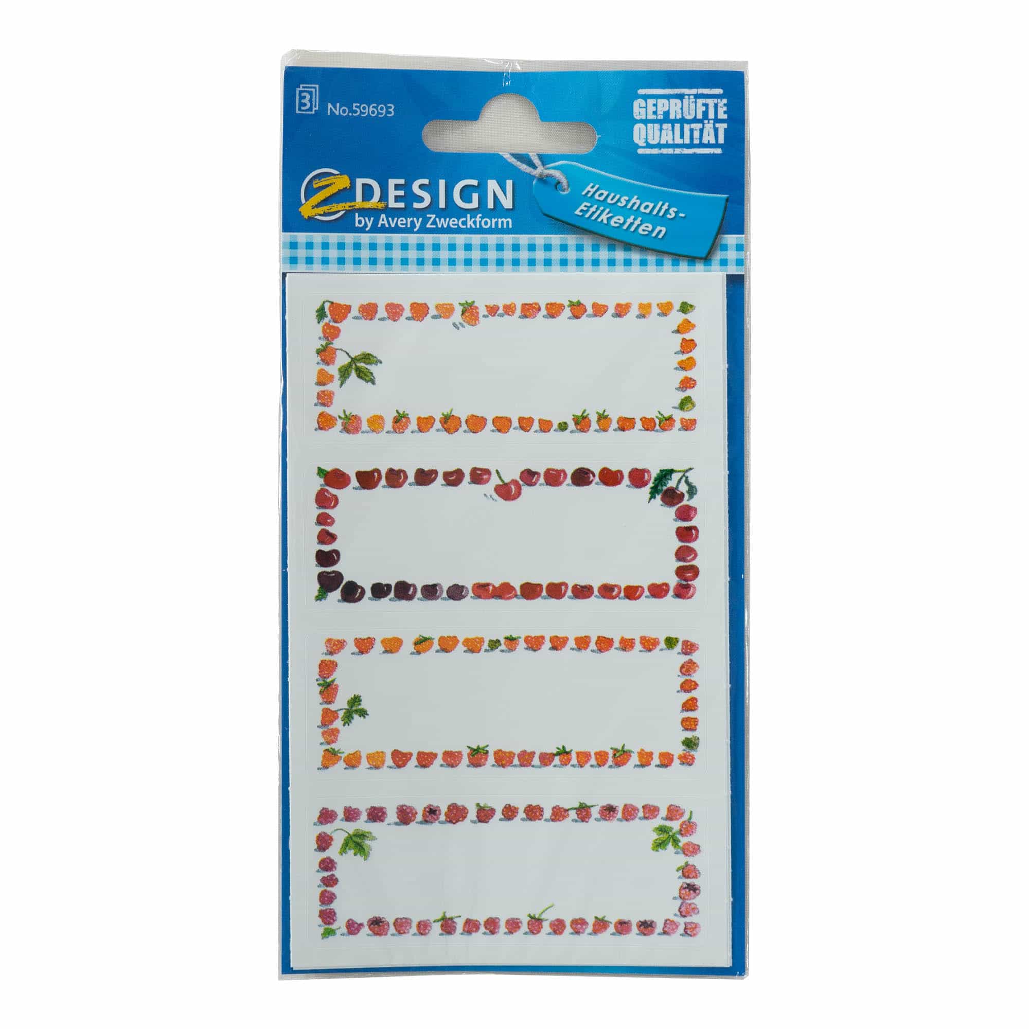 Zweckform Etiquetas «Marco de Frutas», rectangulares, papel, multicolor