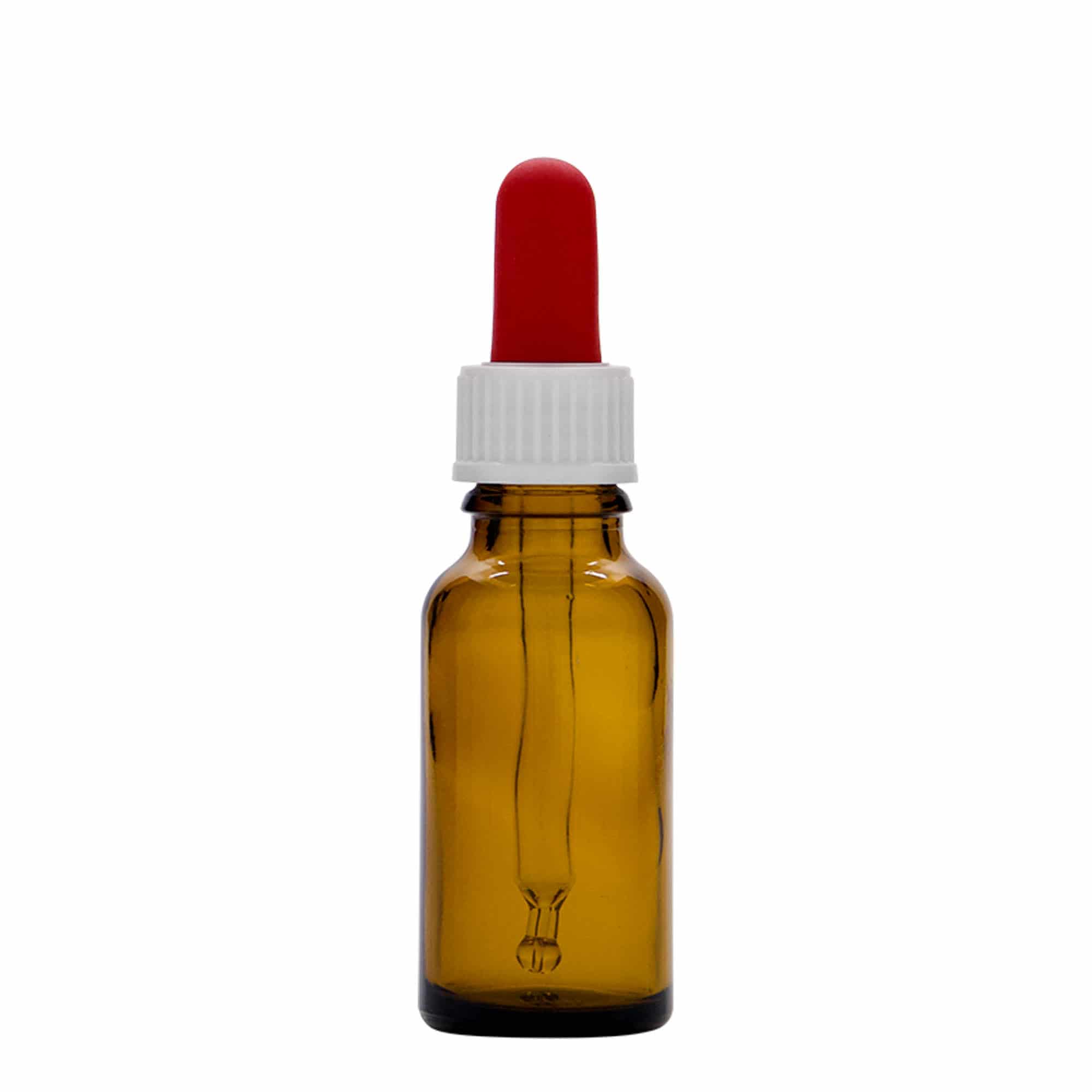 Frasco cuentagotas de 20 ml para medicamentos, vidrio, marrón, boca: DIN 18