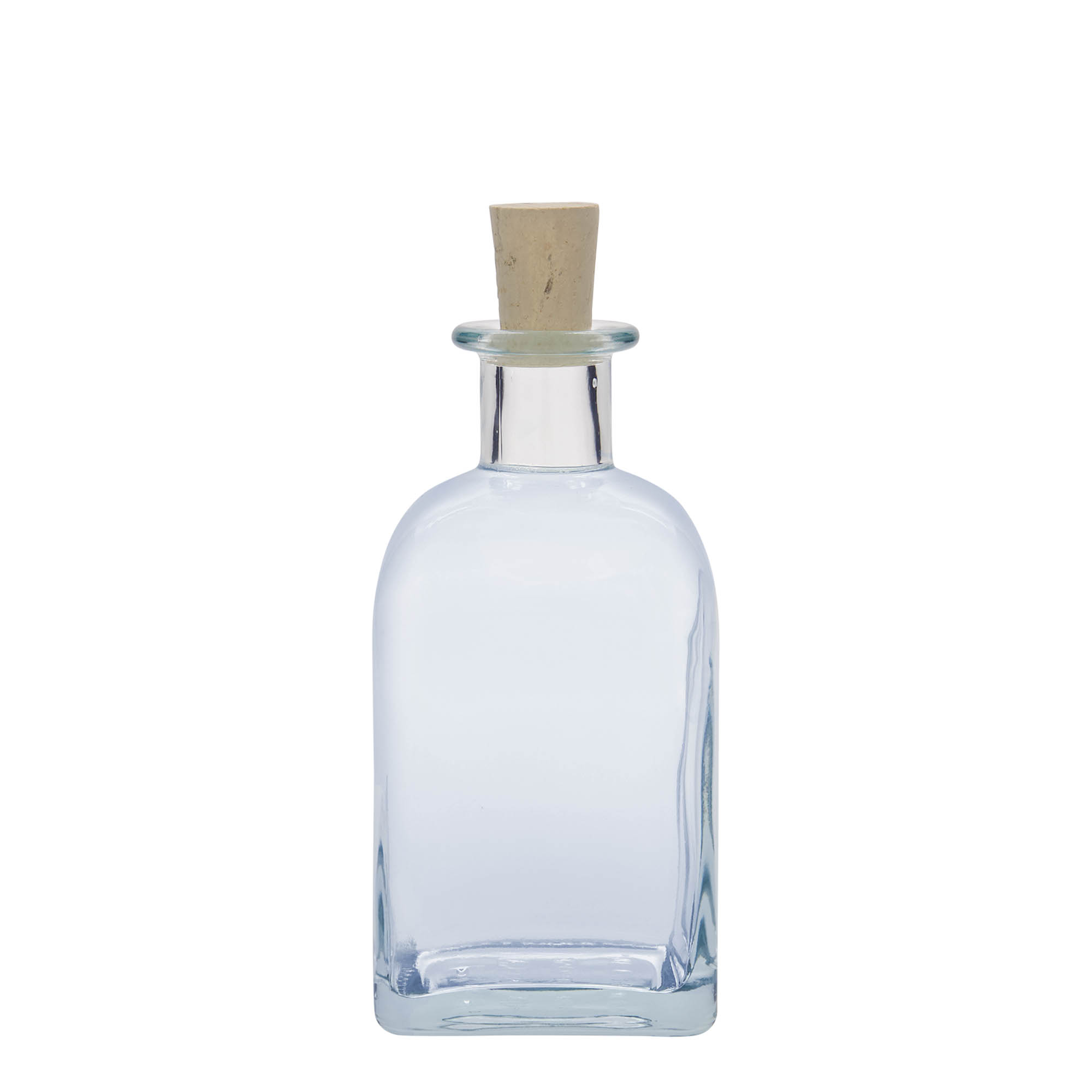 Botella de vidrio de 350 ml Apotheker Carré, cuadrada, boca: corcho