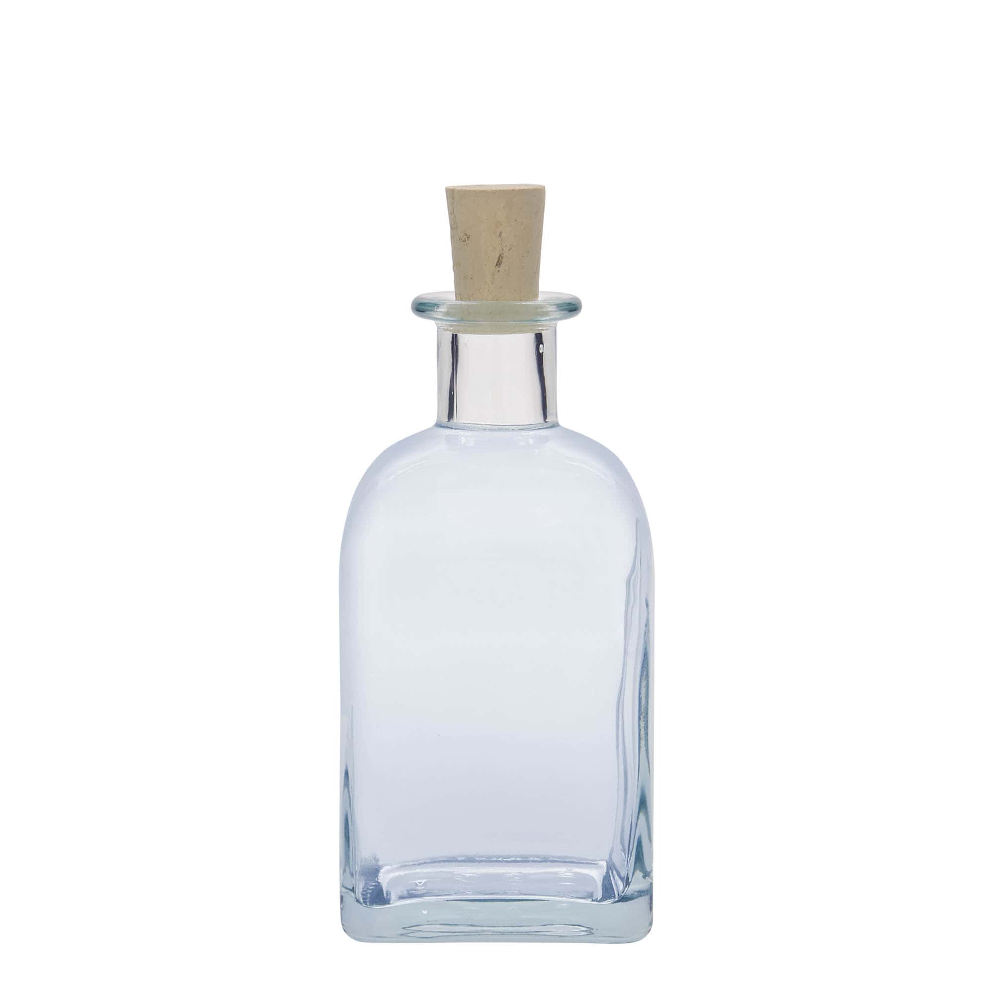 Botella de vidrio de 350 ml Apotheker Carré, cuadrada, boca: corcho