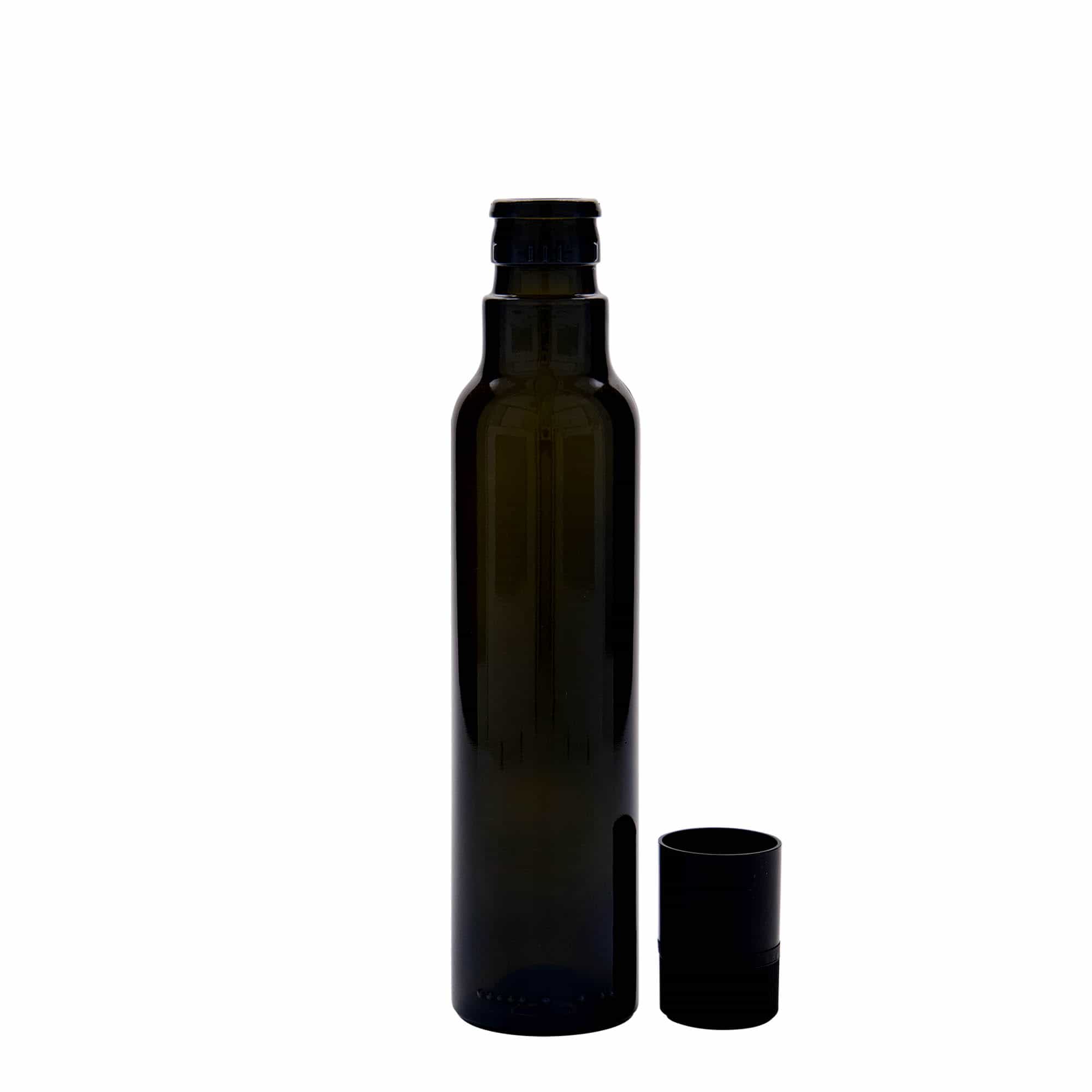 Botella de vinagre/aceite de 250 ml «Willy New», vidrio, verde antiguo, boca: DOP