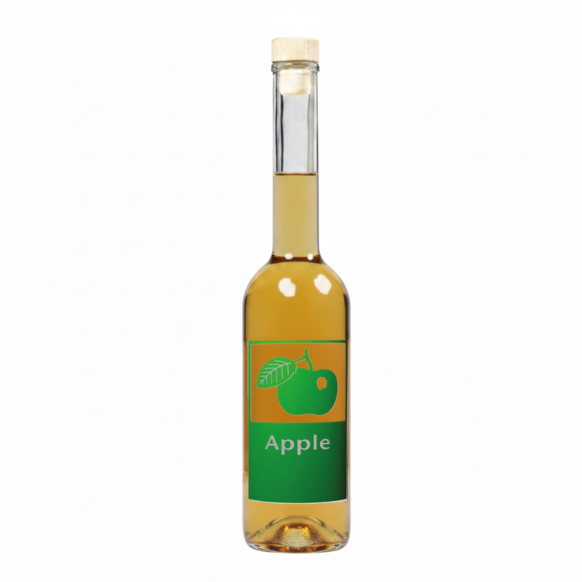 Botella de vidrio de 500 ml 'Opera', motivo: manzana, boca: corcho