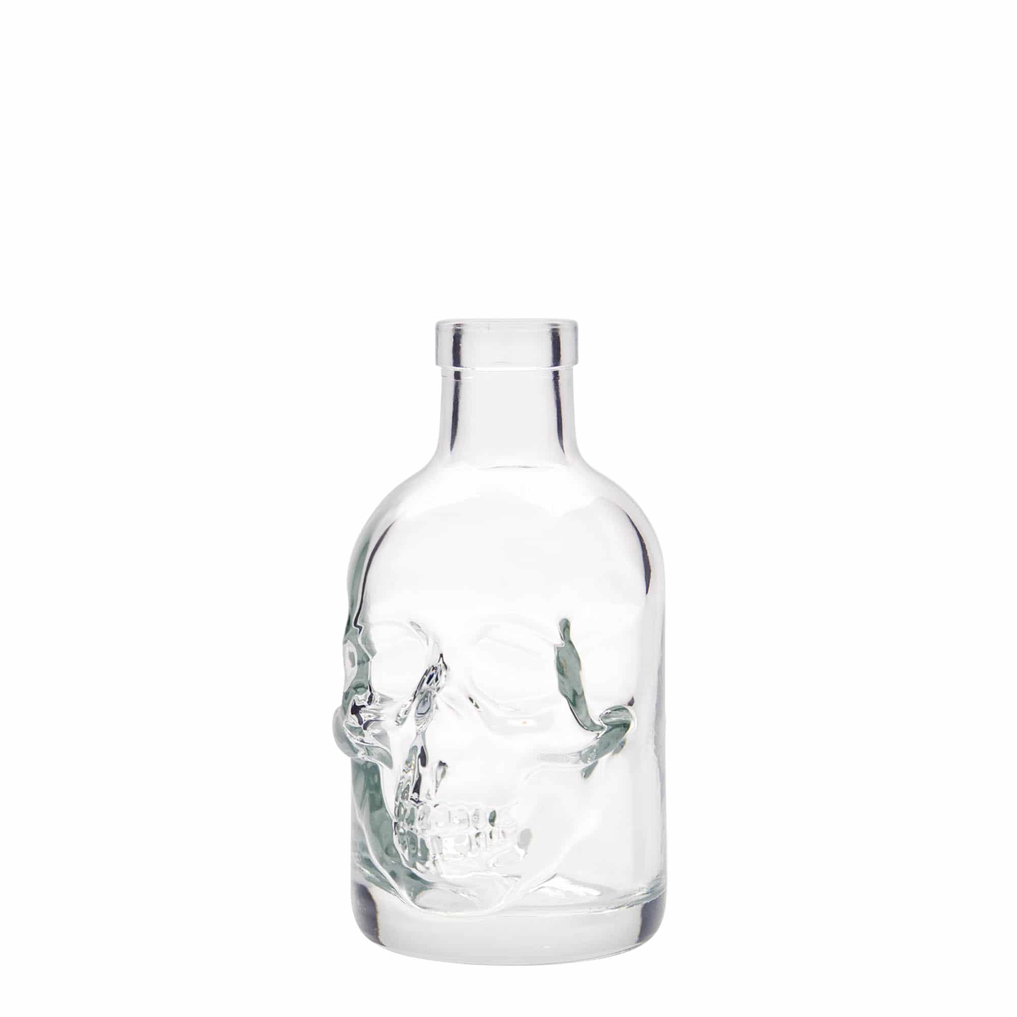 Botella de vidrio 'Calavera' de 200 ml, boca: corcho