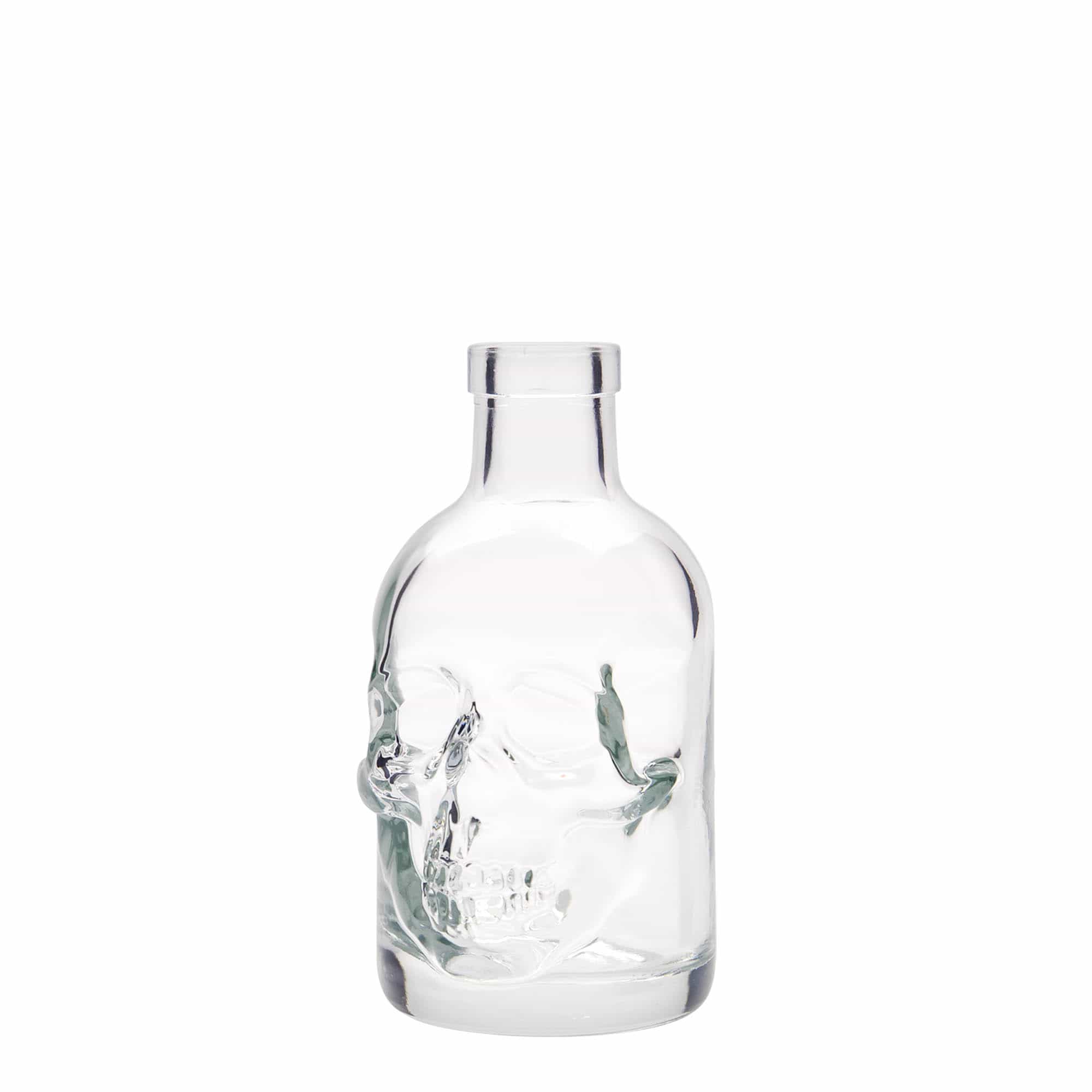 Botella de vidrio de 200 ml 'Calavera', boca: corcho