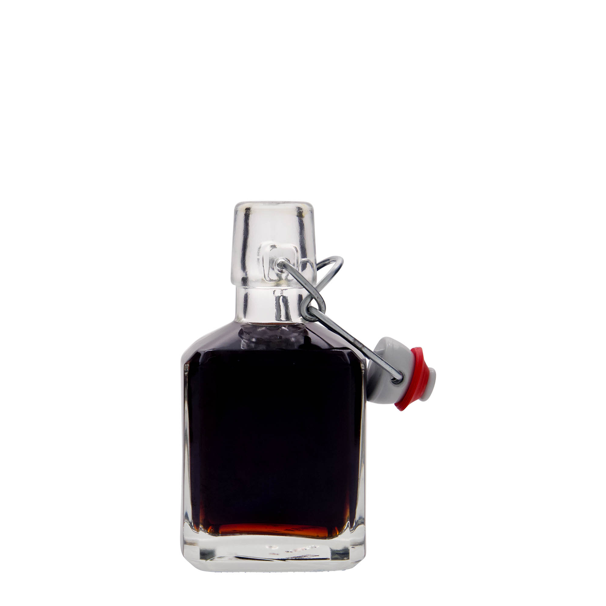 Botella de vidrio 'Kubica' de 200 ml, cuadrada, boca: tapón mecánico