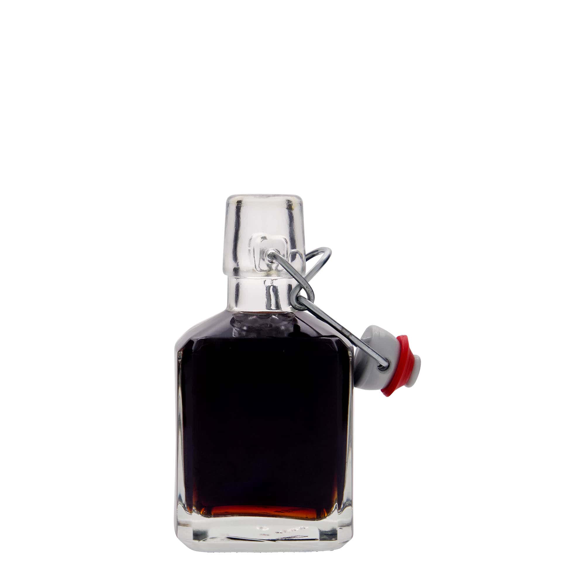 Botella de vidrio 'Kubica' de 200 ml, cuadrada, boca: tapón mecánico