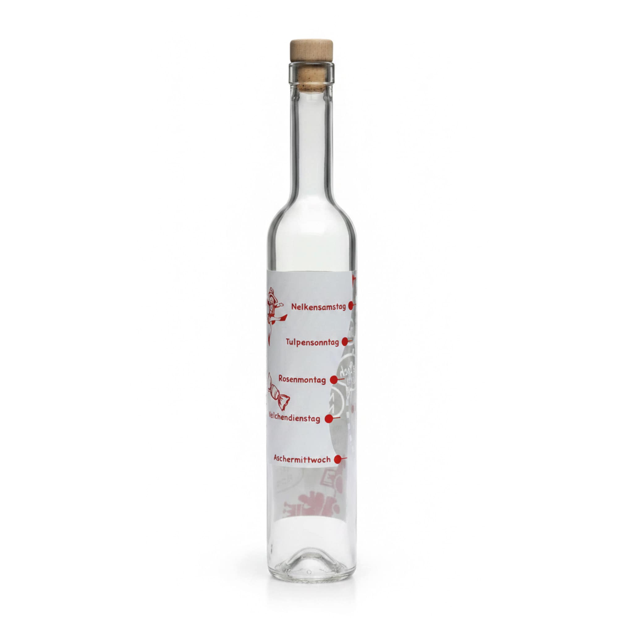 Botella de vidrio de 500 ml Maximo impresa «Carnaval», boca: corcho