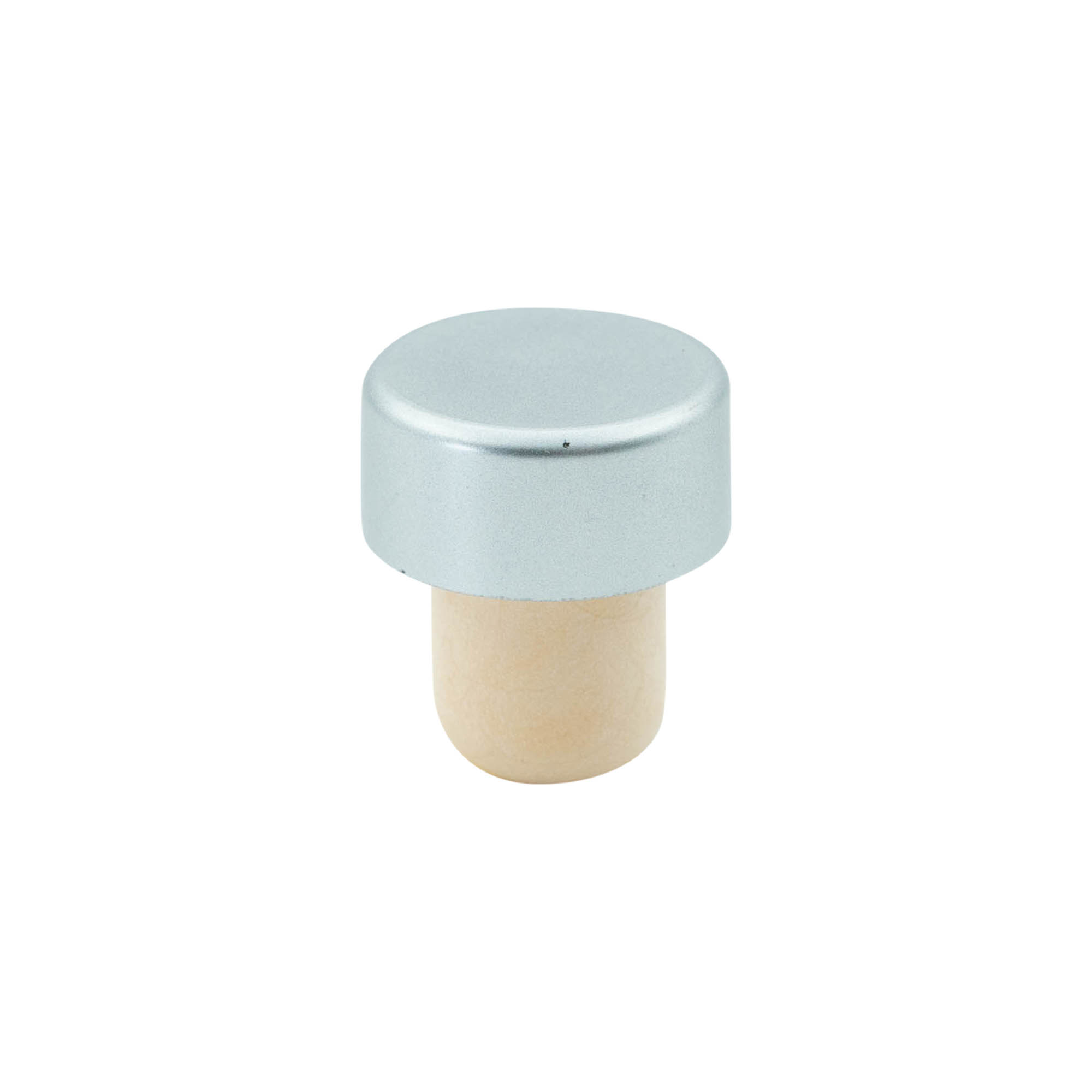 Tapón de corcho con asa de 19 mm, plástico, plateado, para boca: corcho Tapón de corcho con asa de 19 mm, plástico, plateado, para boca: corcho