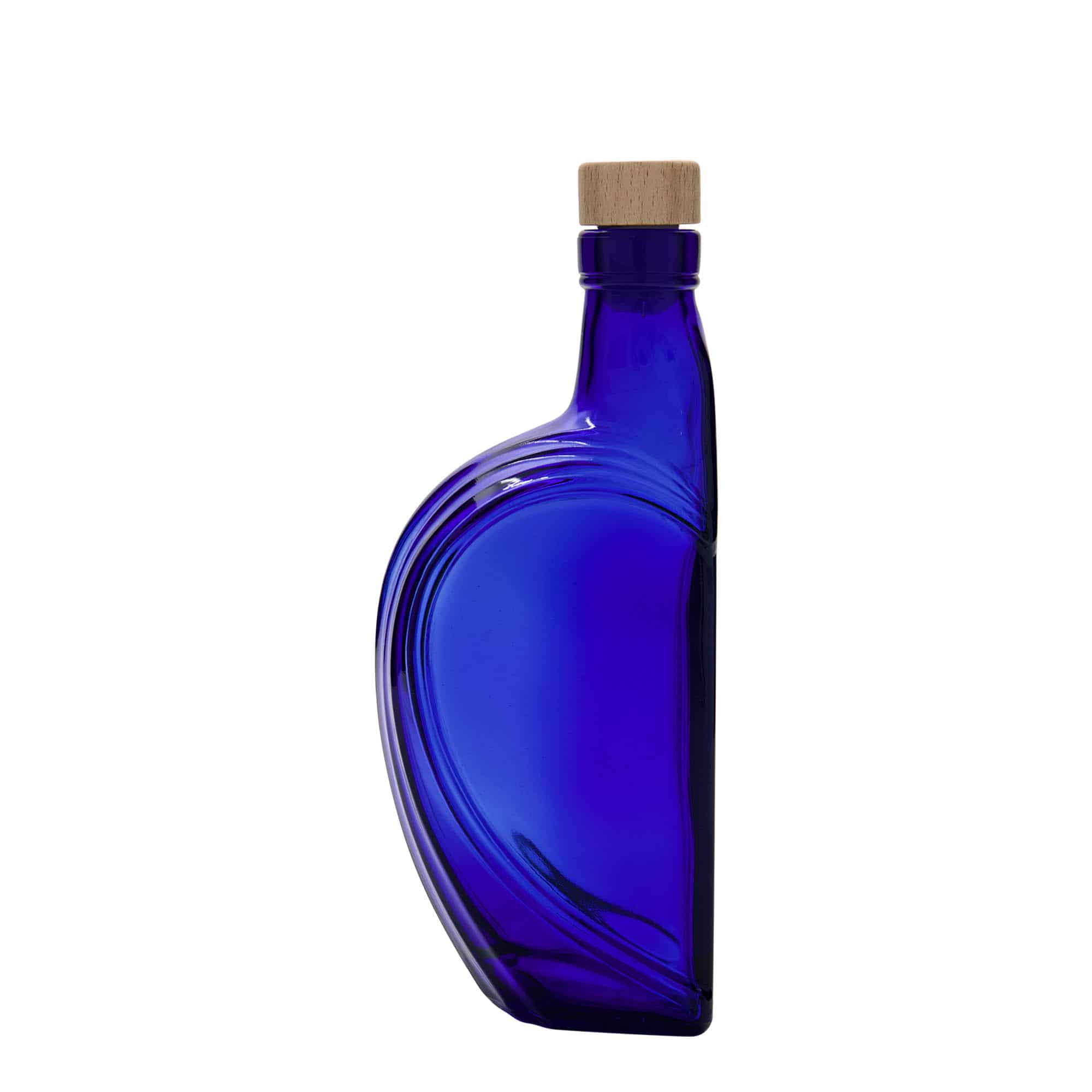 Botella de vidrio 'Sweethearts' de 375 ml, rectangular, azul real, boca: corcho