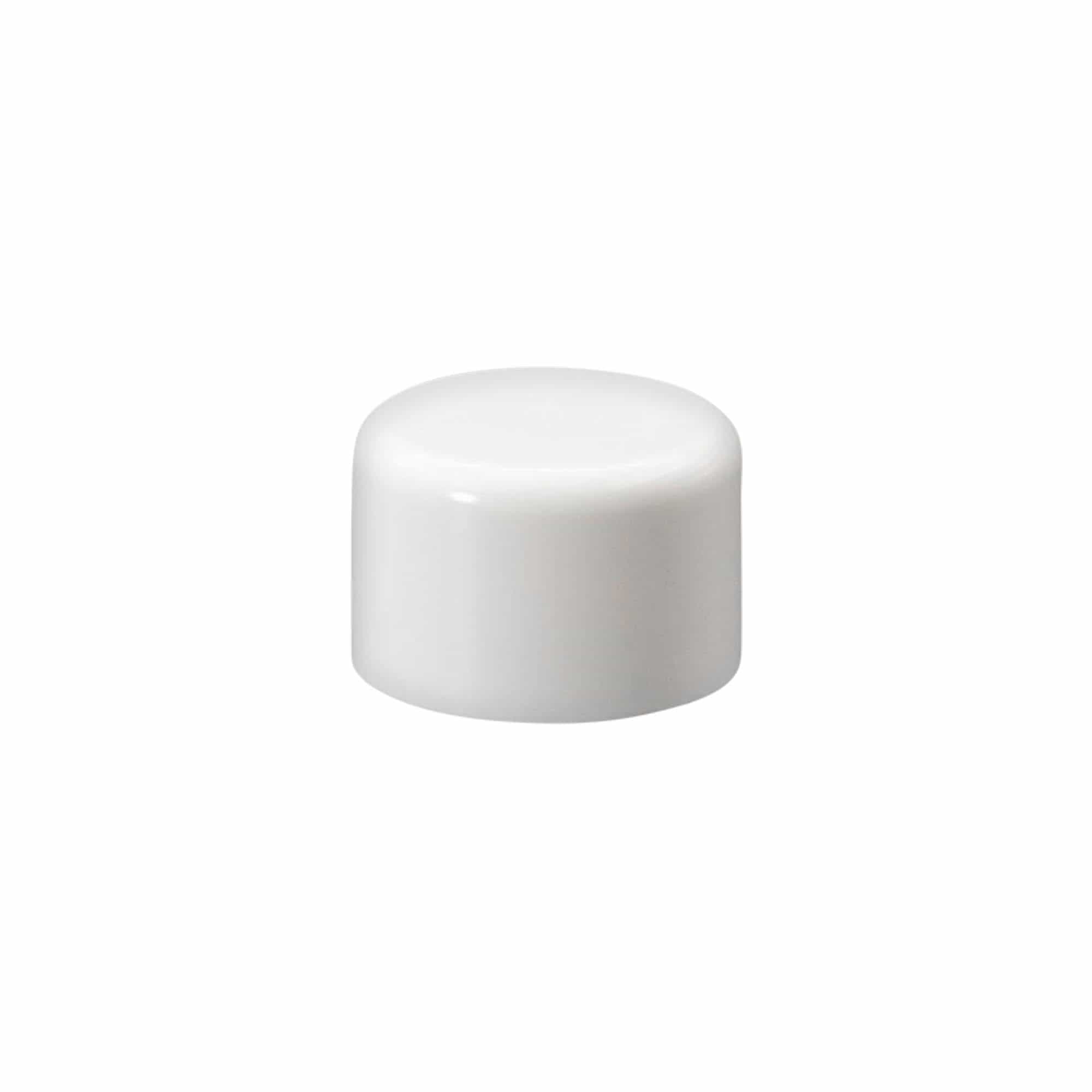 Tapa roscada para botella redonda con inserto de jeringa, plástico PE, blanco, para boca: DIN 18