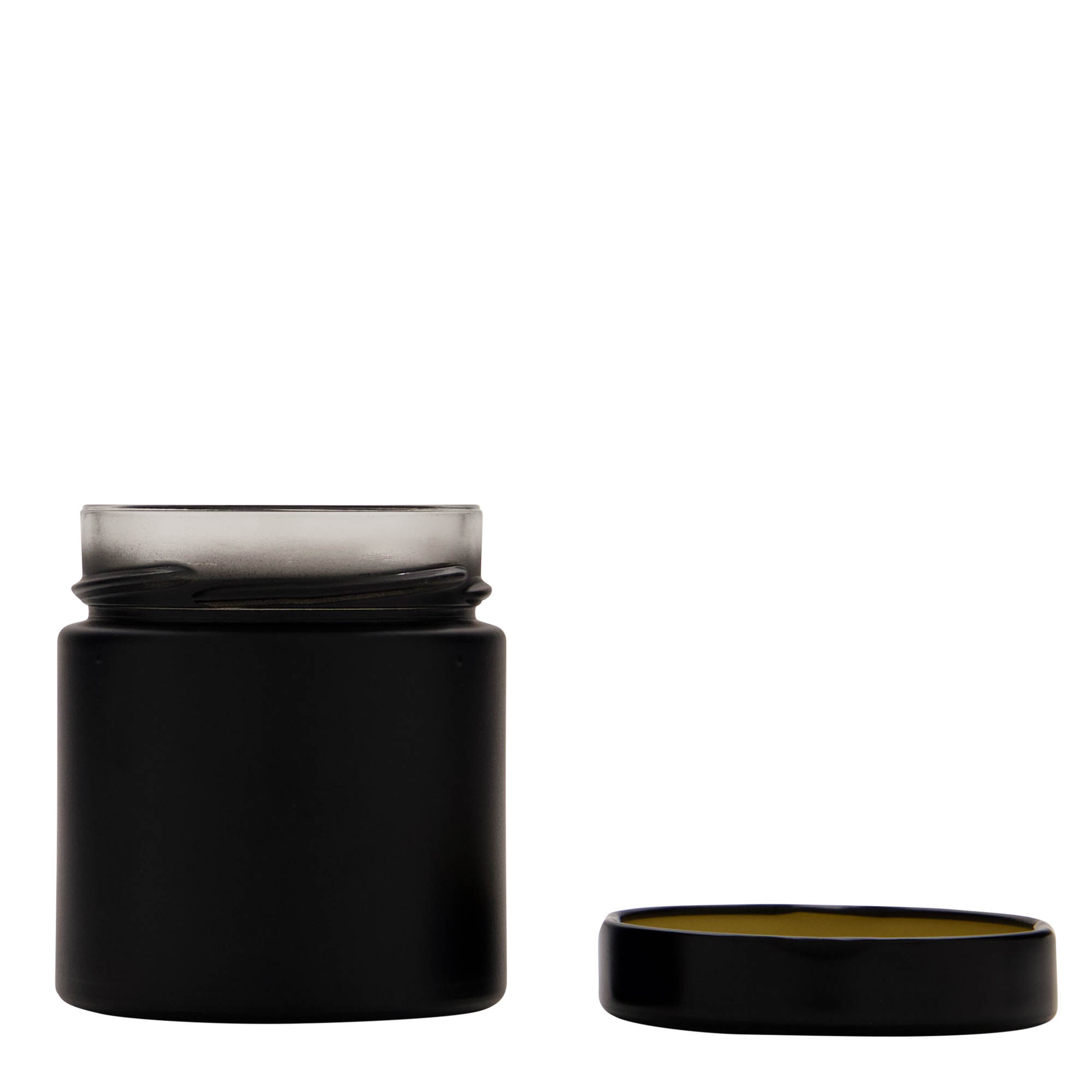 220 ml tarro redondo 'Aurora', negro, boca: Deep-Twist-Off (DTO 66) 220 ml tarro redondo 'Aurora', negro, boca: Deep-Twist-Off (DTO 66)