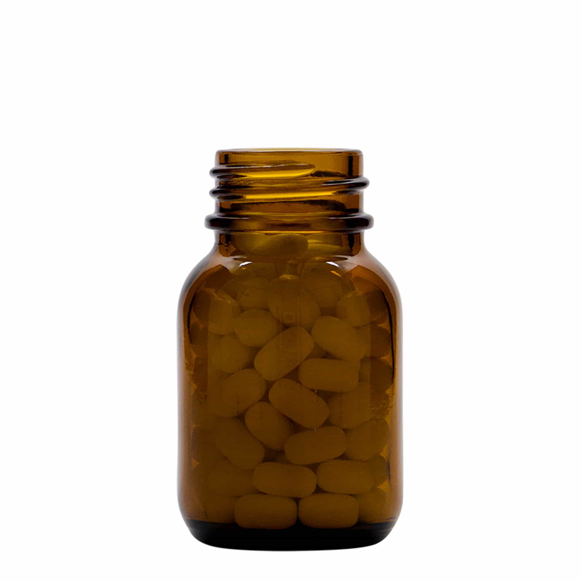 Tarro de boca ancha de 50 ml, marrón, boca: DIN 32
