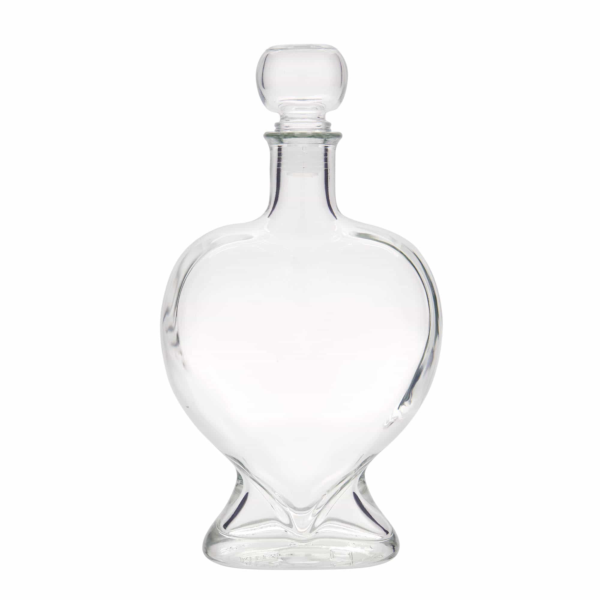 Botella de vidrio 'Corazón' de 500 ml, boca: corcho