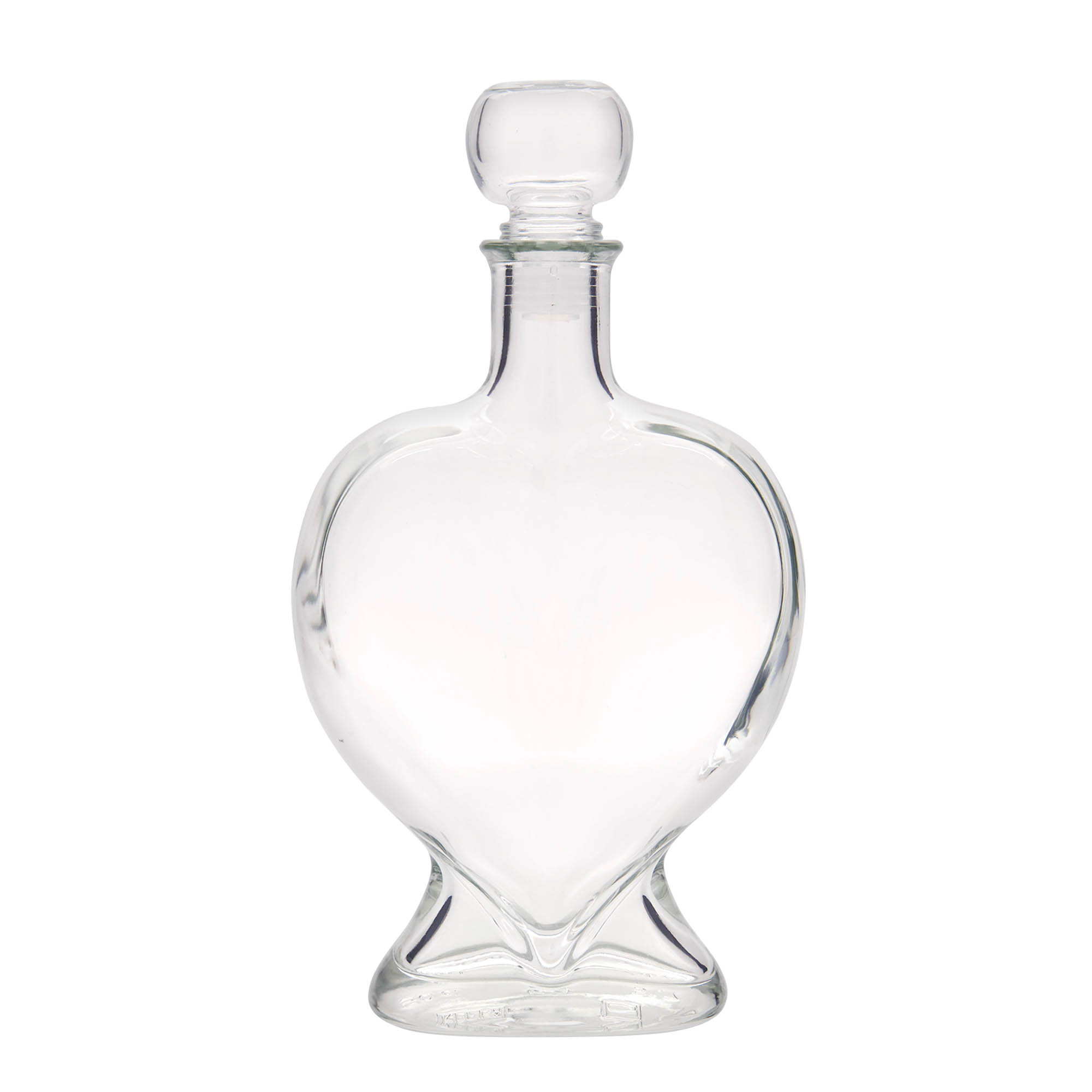 Botella de vidrio de 500 ml 'Corazón', boca: corcho