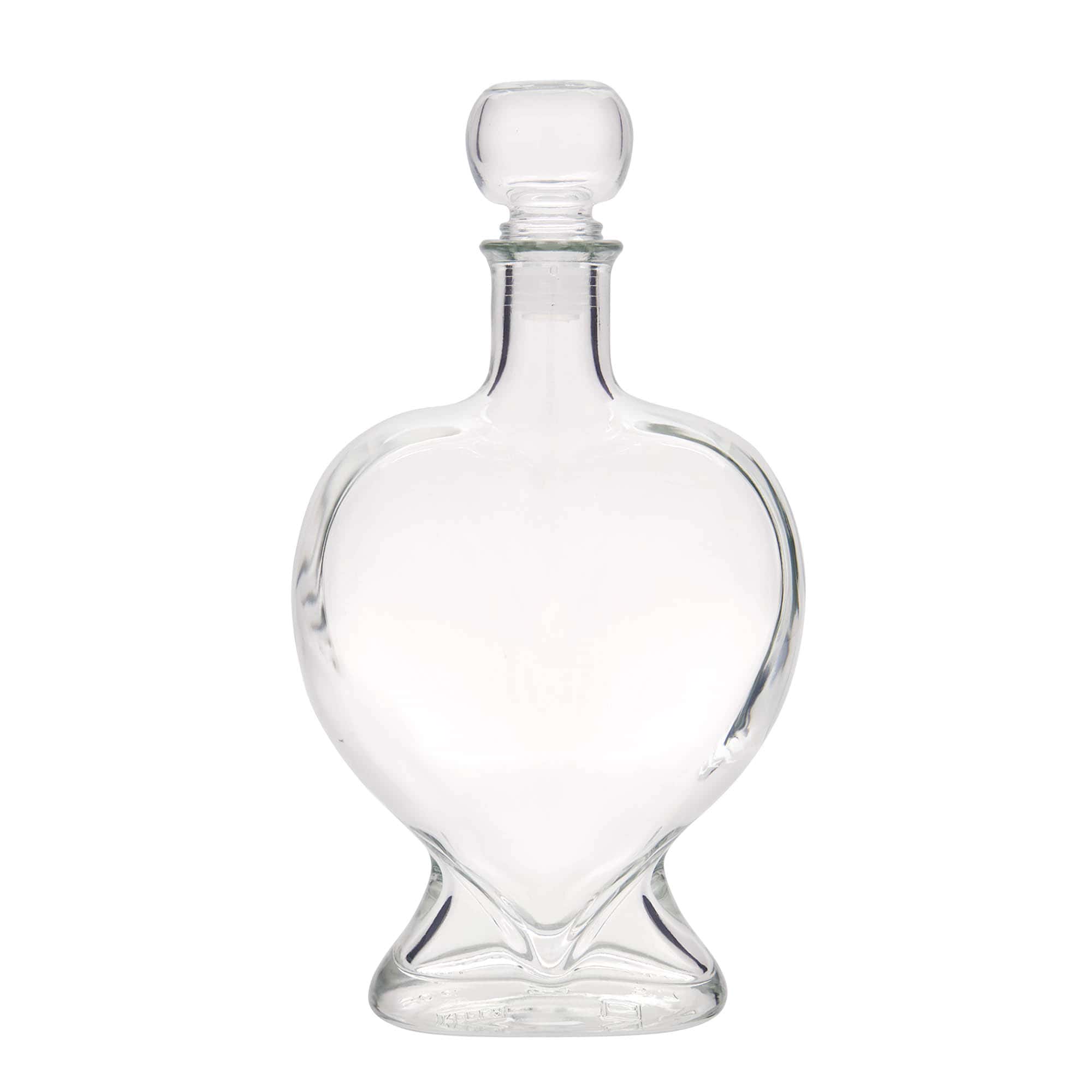 Botella de vidrio de 500 ml 'Corazón', boca: corcho