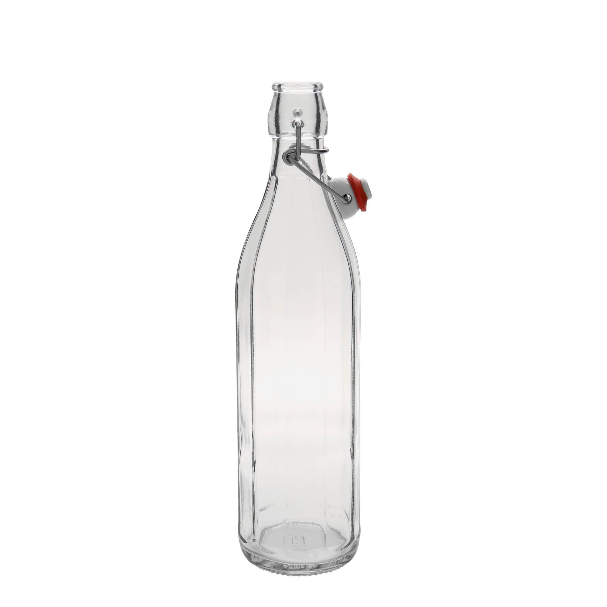Botella de vidrio de 750 ml 'Bravo', de diez lados, boca: cierre de palanca Botella de vidrio de 750 ml 'Bravo', de diez lados, boca: cierre de palanca