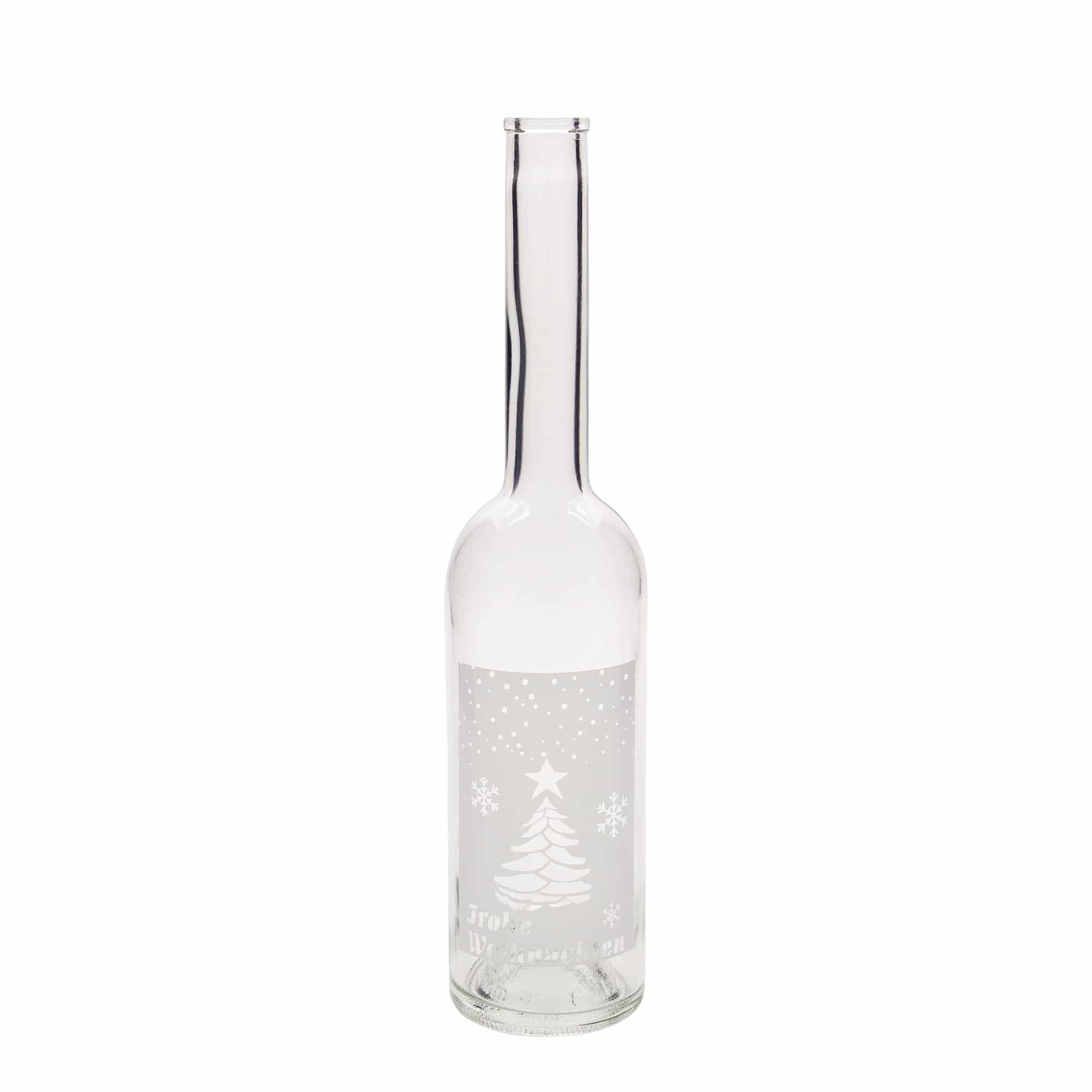 Botella de cristal de 500 ml «Opera», motivo: Navidad blanca, boca: corcho