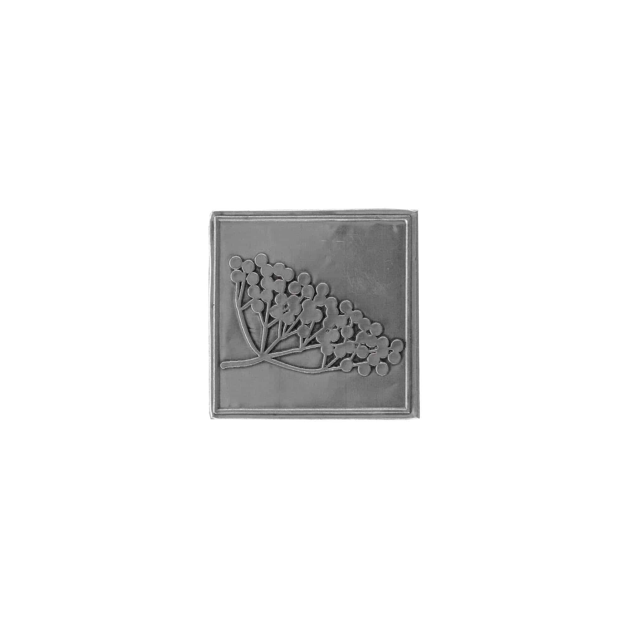 Etiqueta de estaño 'Saúco', cuadrada, metal, plateado Etiqueta de estaño 'Saúco', cuadrada, metal, plateado
