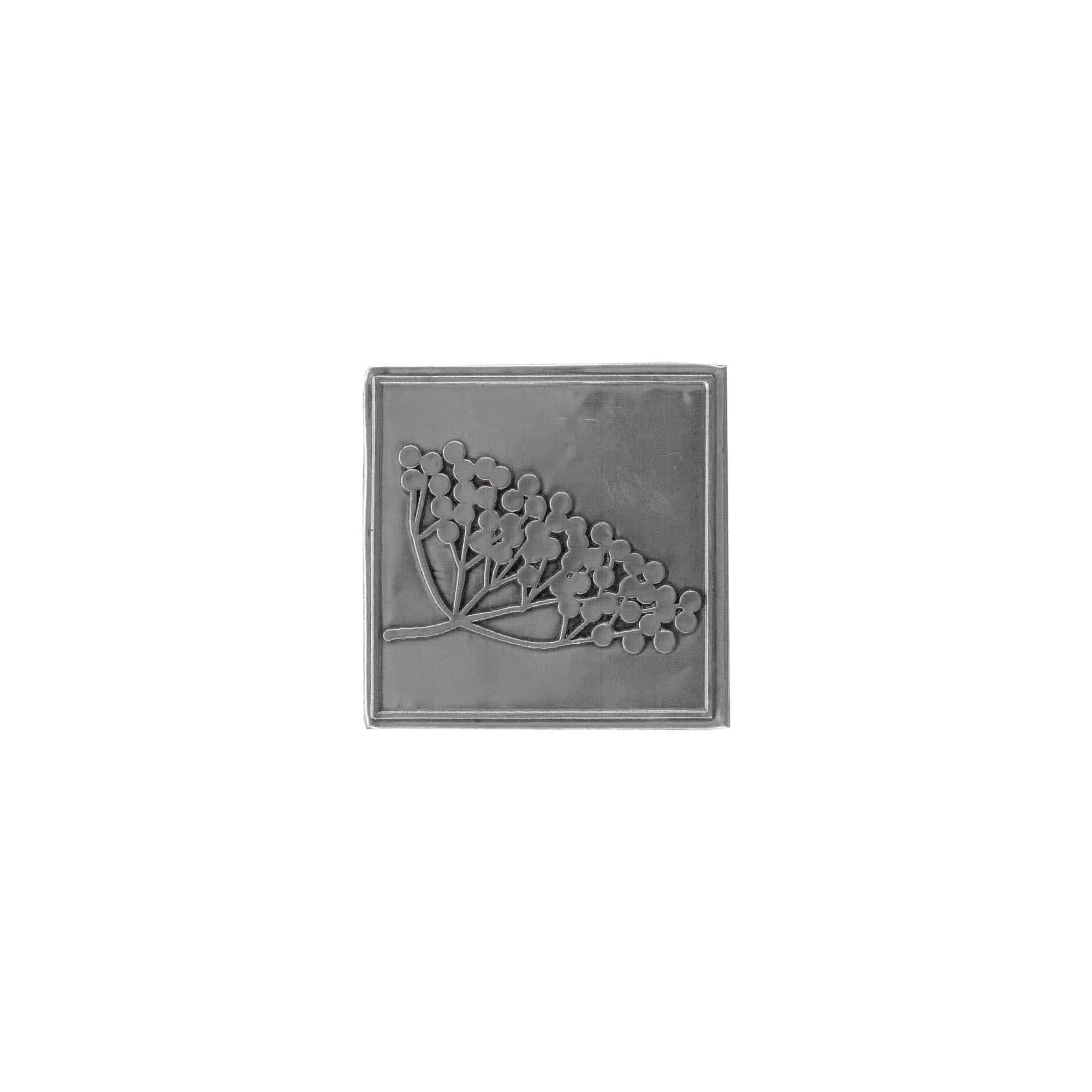 Etiqueta de estaño 'Sauco', cuadrada, metal, plateado