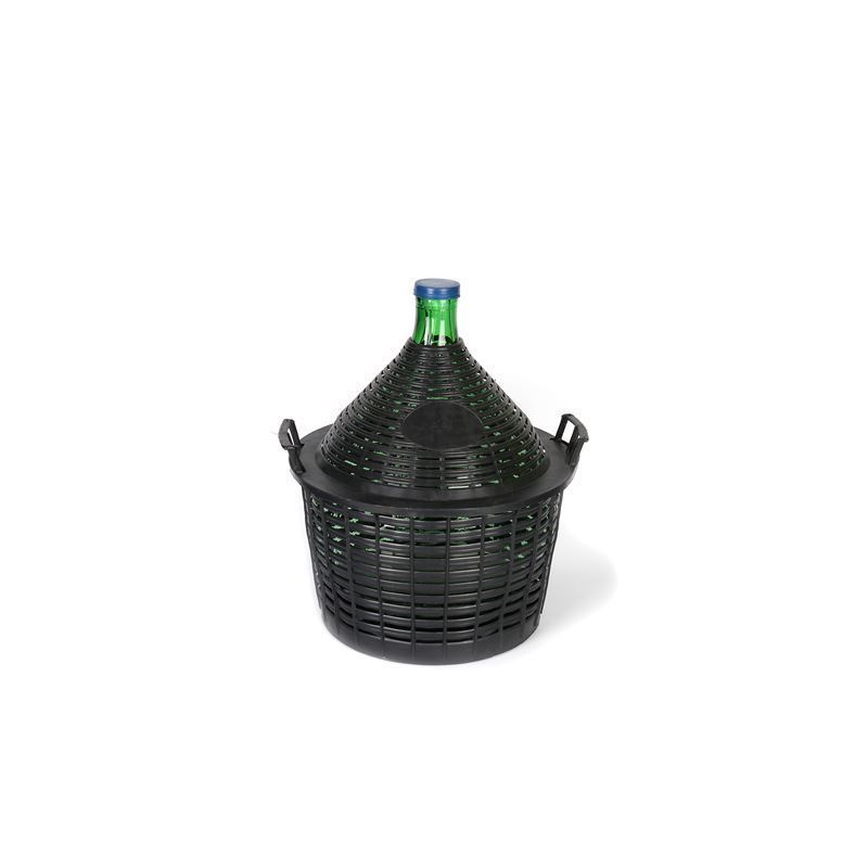 Botella de balón de 20 l, cuello estrecho, vidrio, verde, boca: tapa de solapa