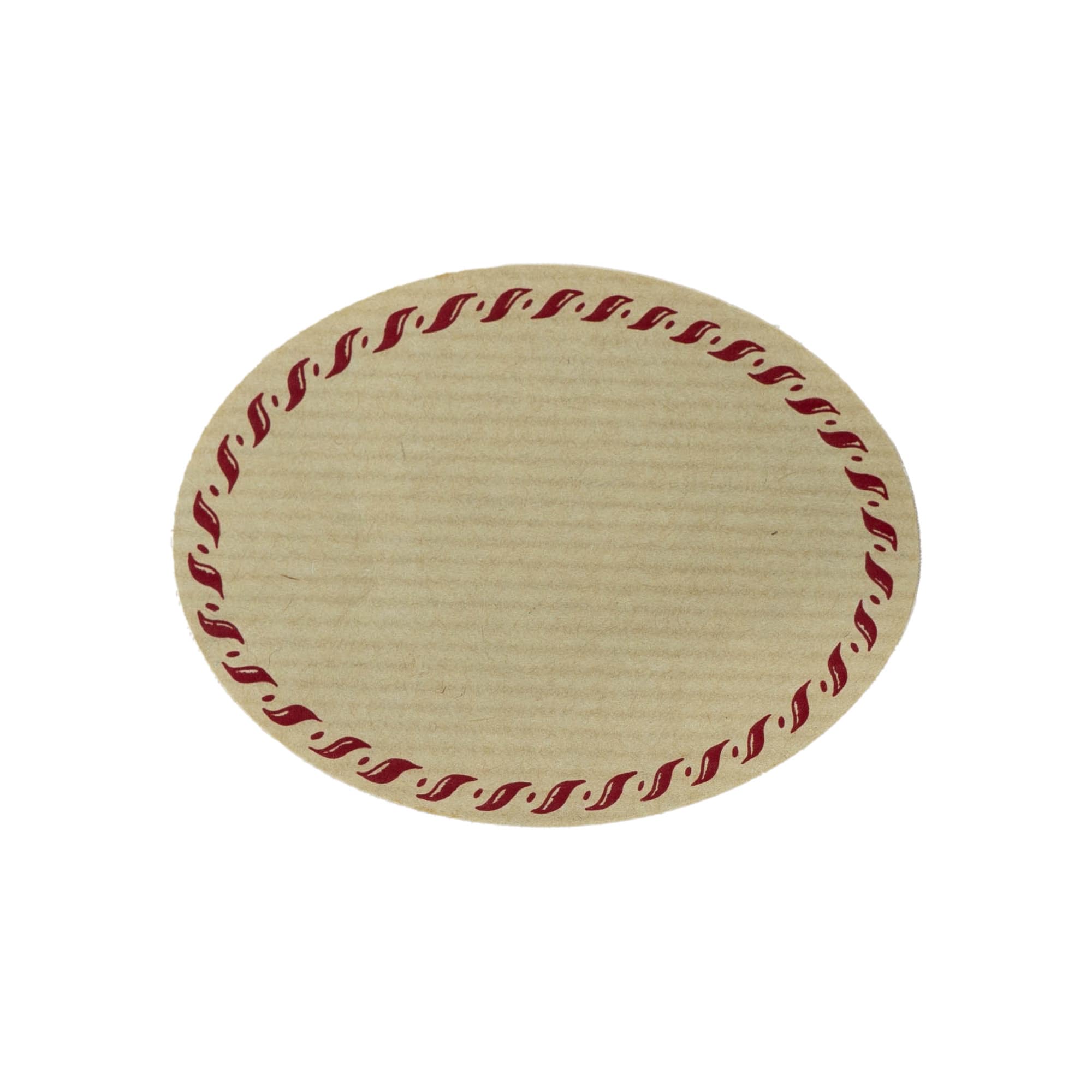 Etiqueta grande para productos naturales 'borde con cordón', ovalada, papel, rojo-marrón