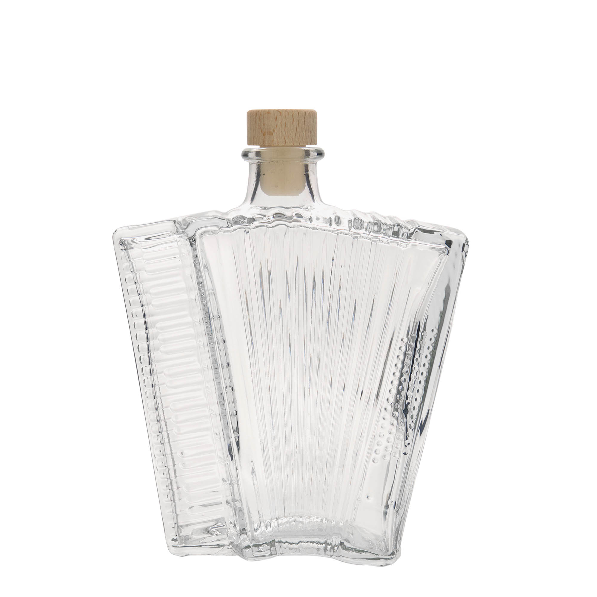 Botella de vidrio de 500 ml 'Acordeón', boca: corcho