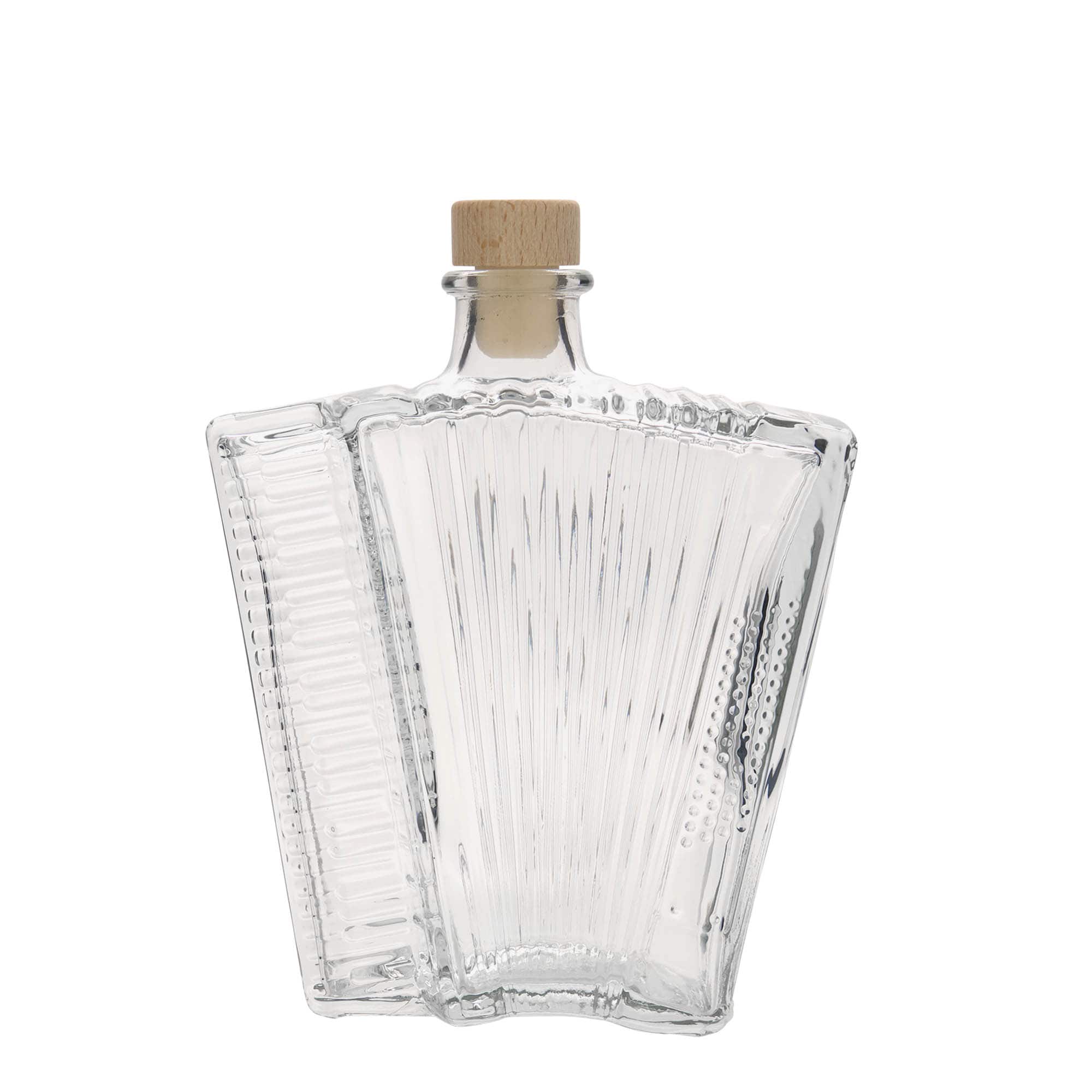 Botella de vidrio de 500 ml 'Acordeón', boca: corcho