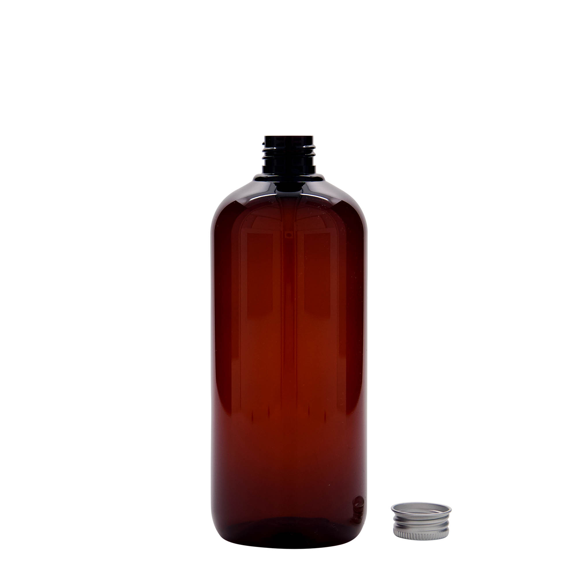 Botella de plástico reciclado de 500 ml «Victor's Best», PCR, marrón, boca: 24/410