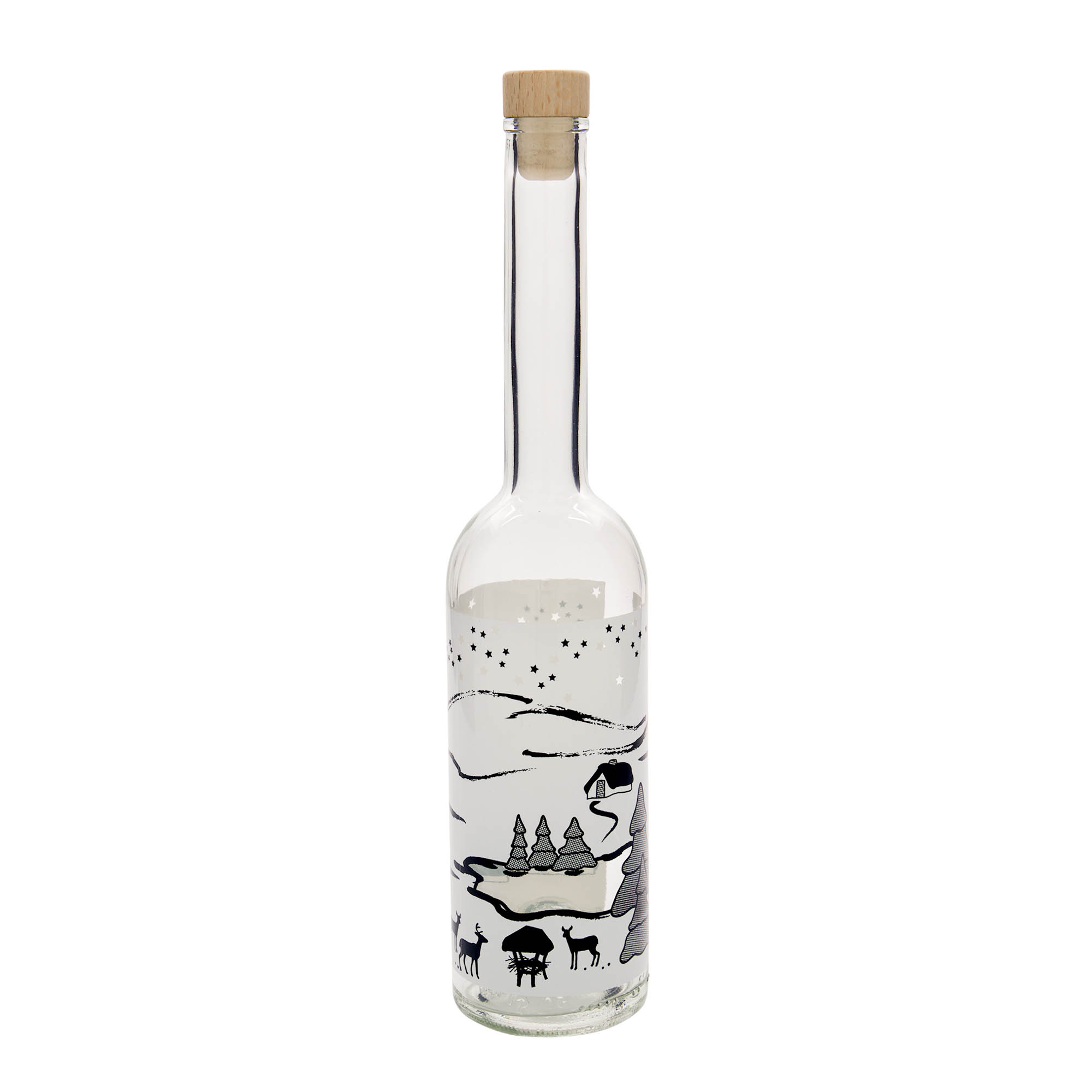 Botella de vidrio de 500 ml 'Opera', motivo: Sueño de invierno-Bianco, boca: corcho Botella de vidrio de 500 ml 'Opera', motivo: Sueño de invierno-Bianco, boca: corcho