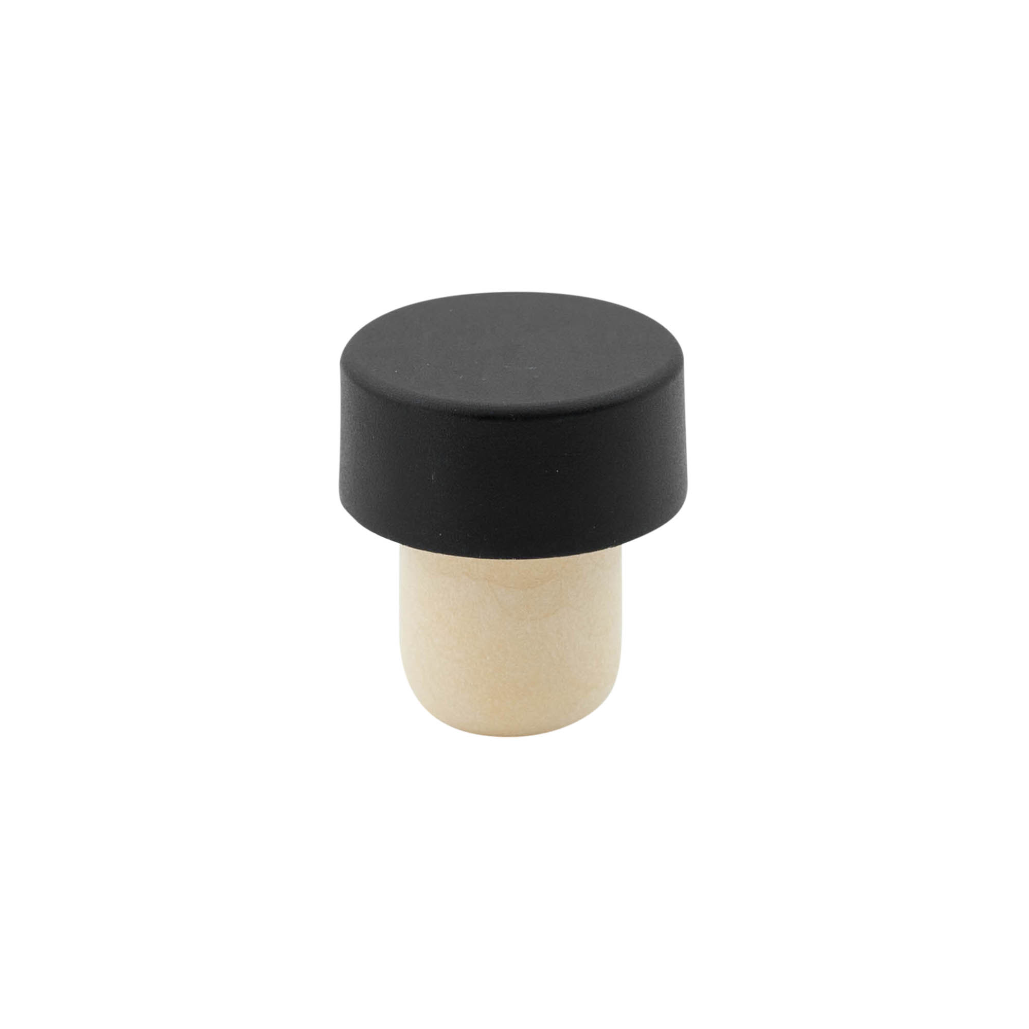 Tapones de corcho con asa de 19 mm, plástico, negro, para boca: corcho