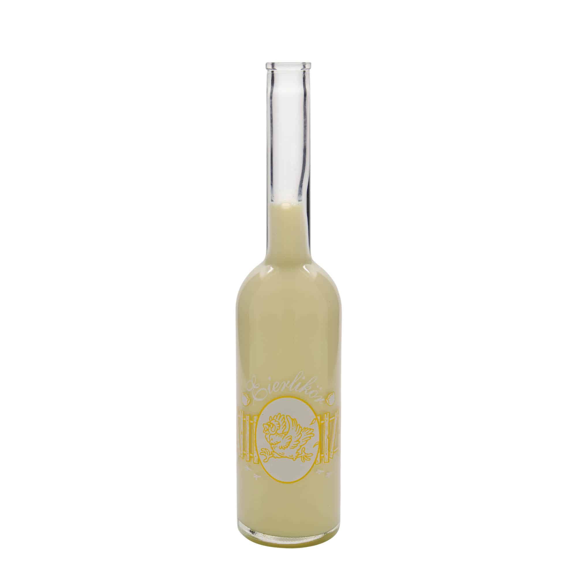 Botella de vidrio 'Opera' de 500 ml, motivo: licor de huevo, boca: corcho